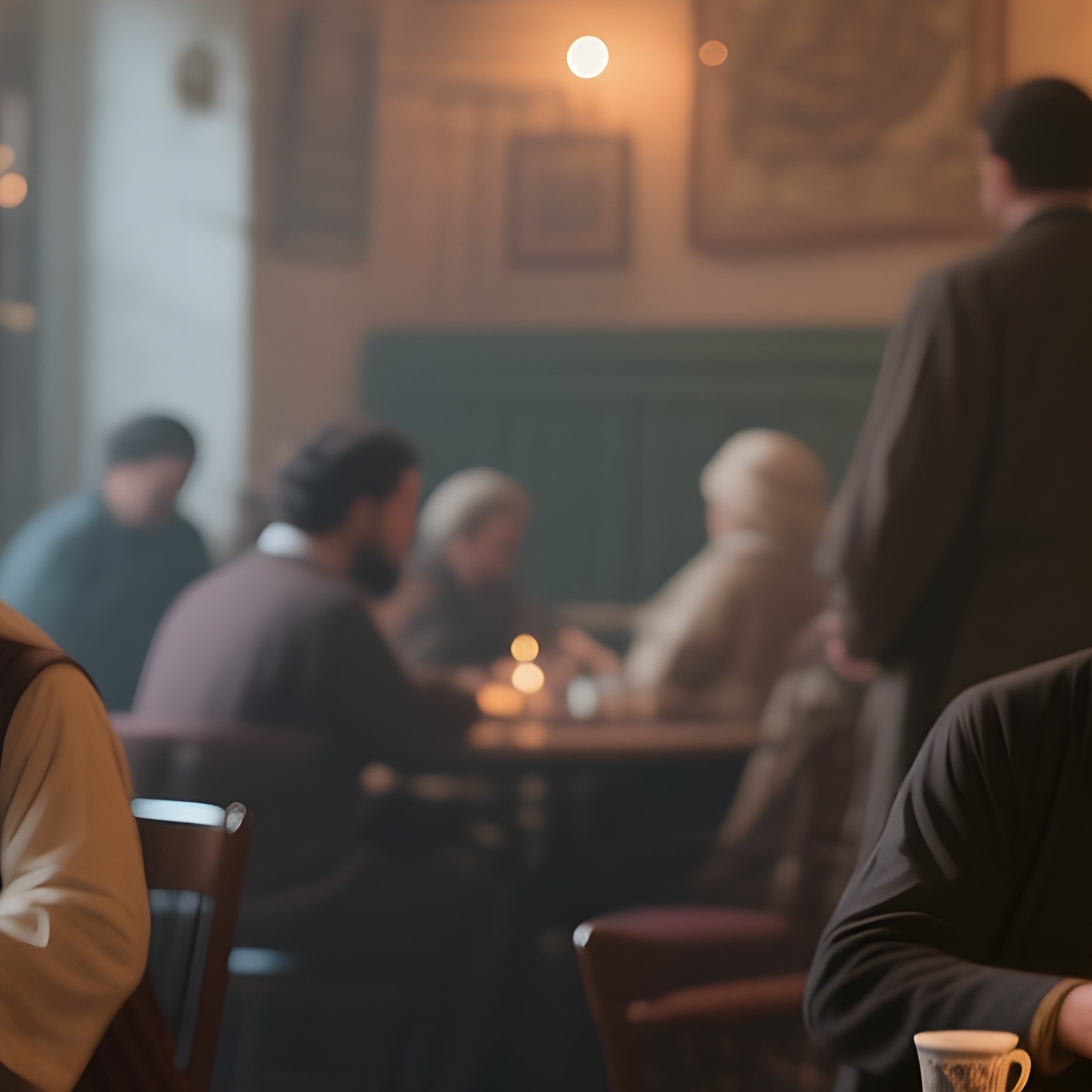 An Atmospheric Interior Of A 19Th‑Century Ottoman Coffeehouse, Low Tables Laden With Turkish Coffee - Full Resolution Quality Preview