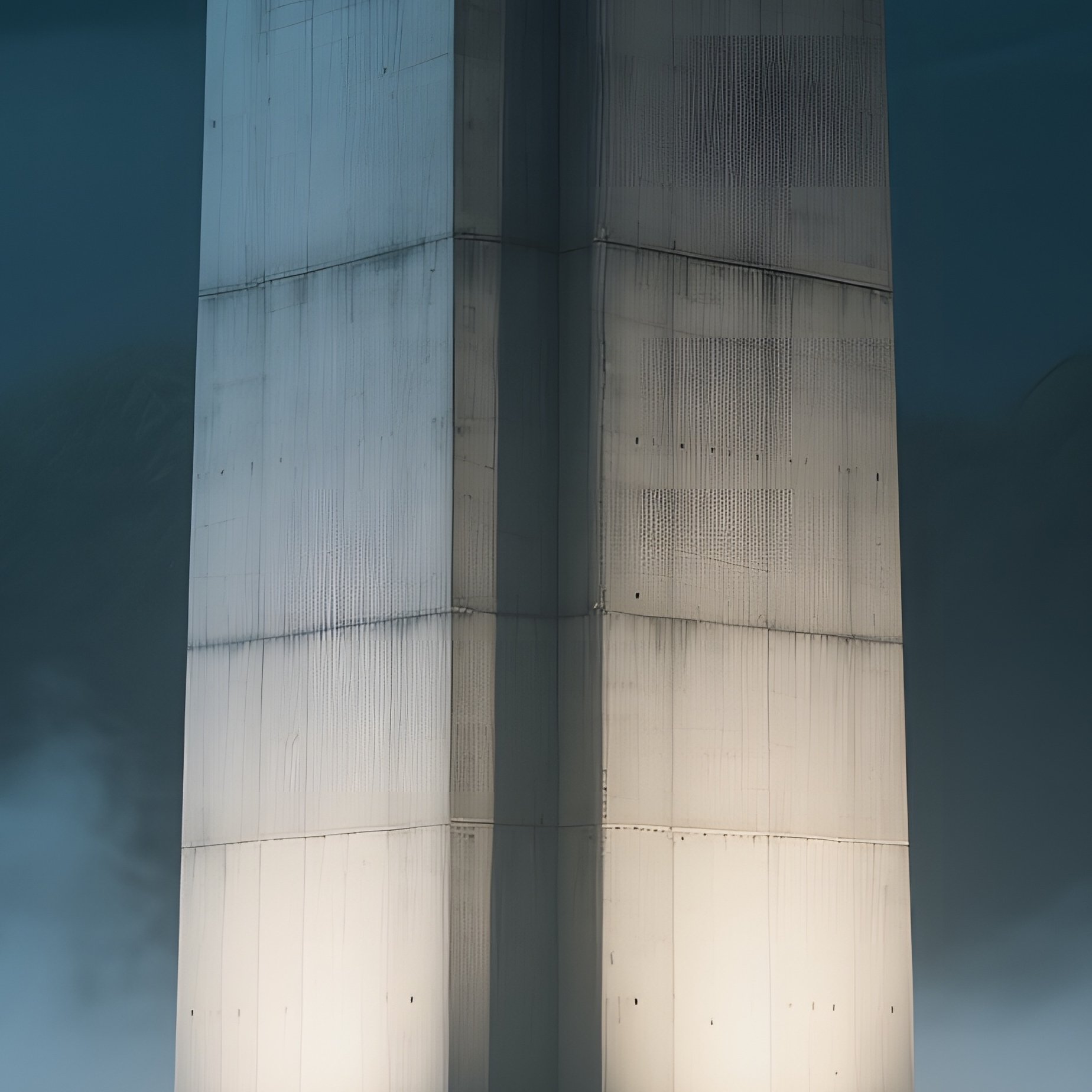 An Atmospheric Night Scene Of A Concrete Monument Lit By Subtle Ground Level Spotlights, Surrounded - Full Resolution Quality Preview