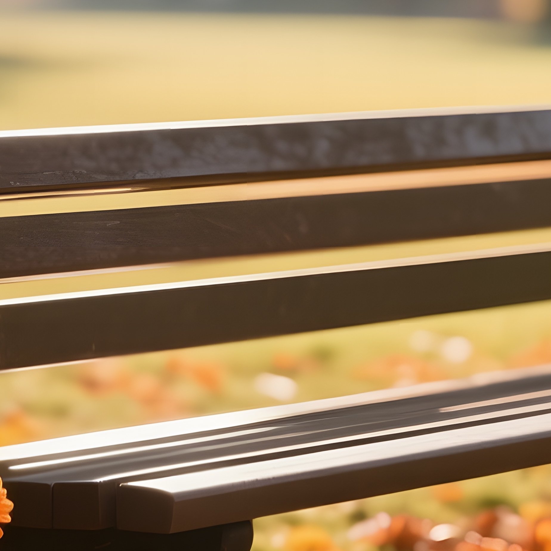 An Autumnal Park Bench Surrounded By Fallen Maple Leaves And A Burst Of Orange Chrysanthemums, Late - Full Resolution Quality Preview