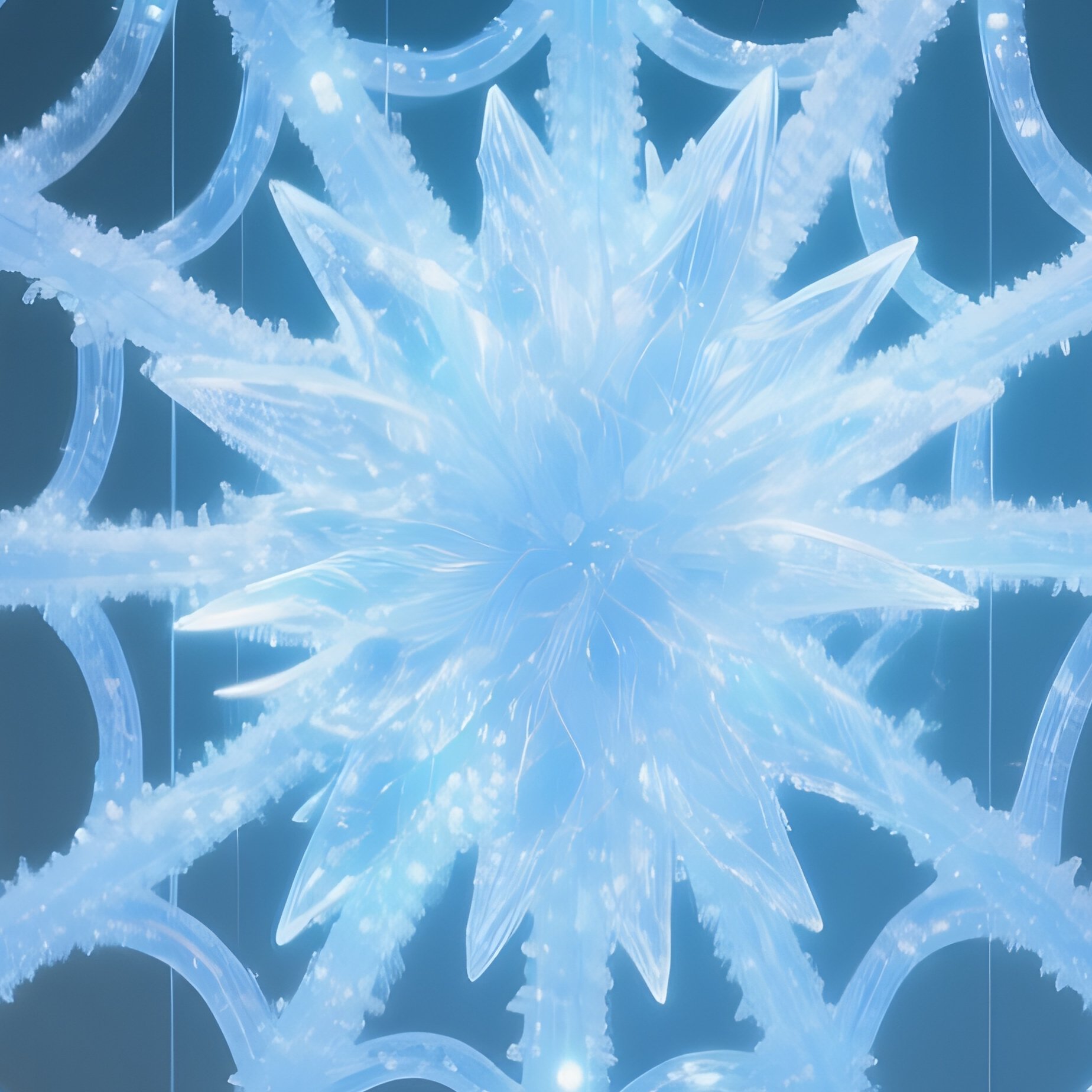 An Avant‑Garde Gallery Installation Featuring A Massive Suspended Sugar Web, Illuminated By Cool - Full Resolution Quality Preview