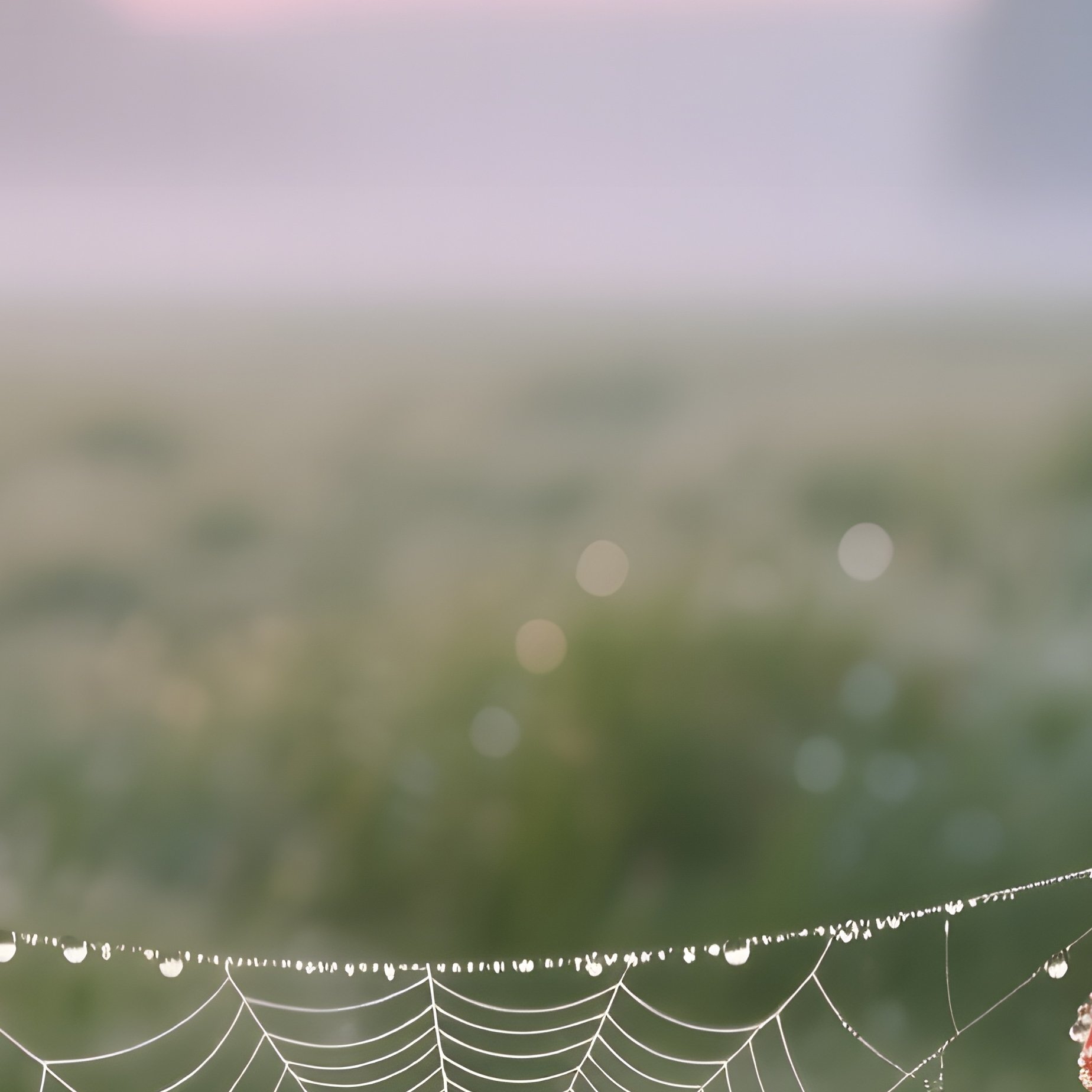 An Early Dawn View Of A German Meadow Where Dew‑Covered Spider Webs Glisten Alongside Bright Red - Full Resolution Quality Preview