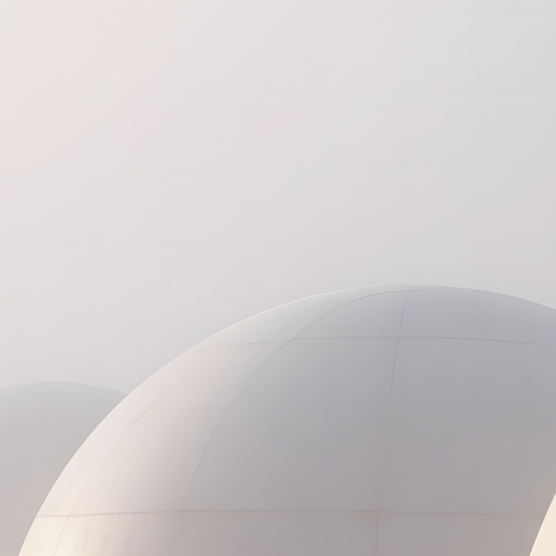 An Early Morning Fog Enveloping A Series Of White Concrete Domes Rising From A Desert Landscape, - Full Resolution Quality Preview