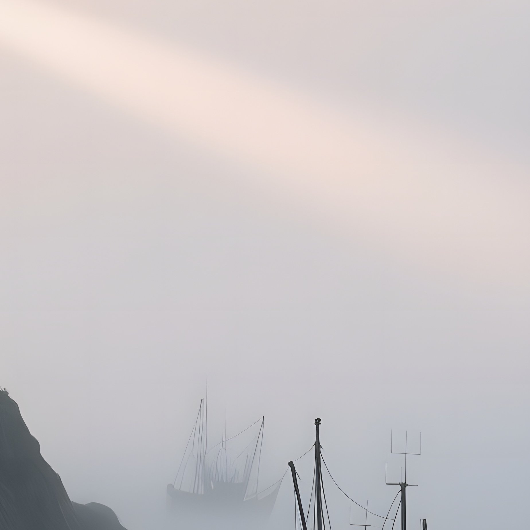 An Early‑Morning Fog Rolling Over A Narrow Channel Between Rocky Islands, A Solitary Lighthouse - Full Resolution Quality Preview