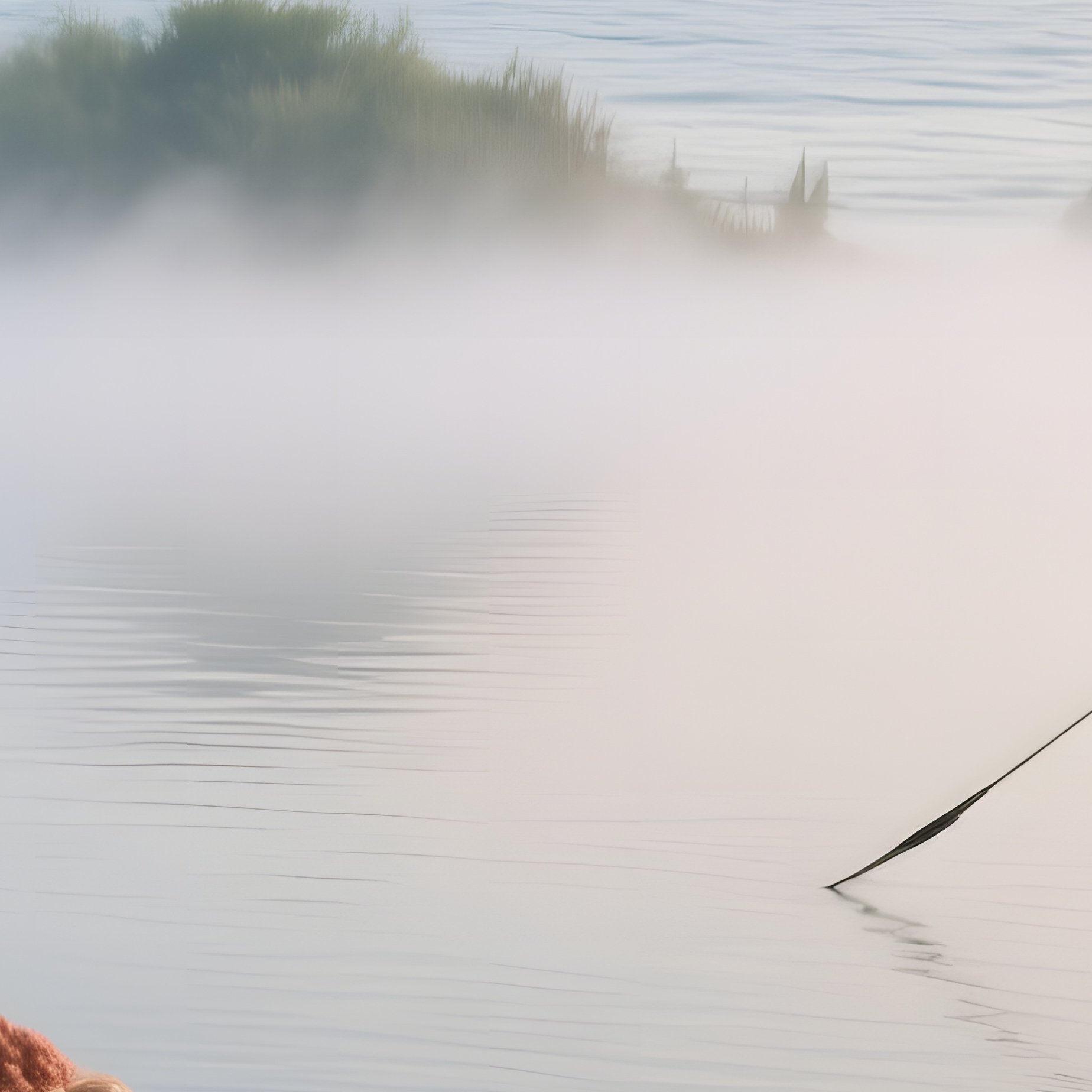An Early Morning Market On A Floating Barge, Vendors Displaying Colorful Fish And Shells, Mist - Full Resolution Quality Preview