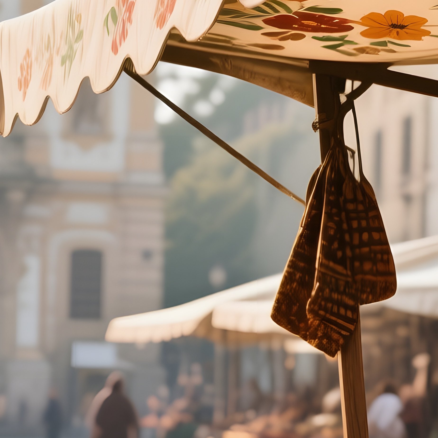 An Early Morning Market Square In A Baroque Town, Stalls Draped In Richly Patterned Fabrics, - Full Resolution Quality Preview