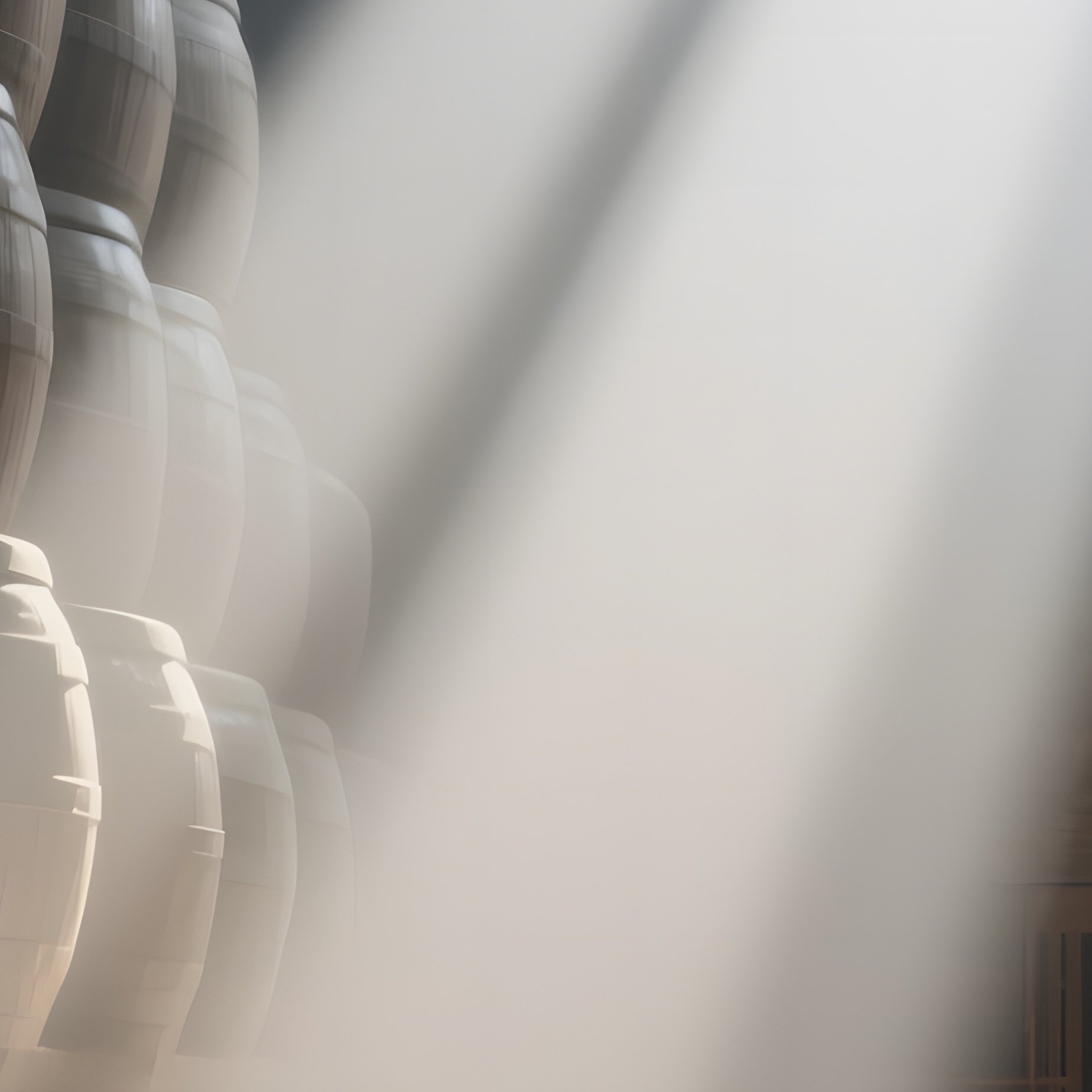 An Early Morning Scene Inside A Granary, Massive Stone Jars Stacked High, Shafts Of Sunlight - Full Resolution Quality Preview