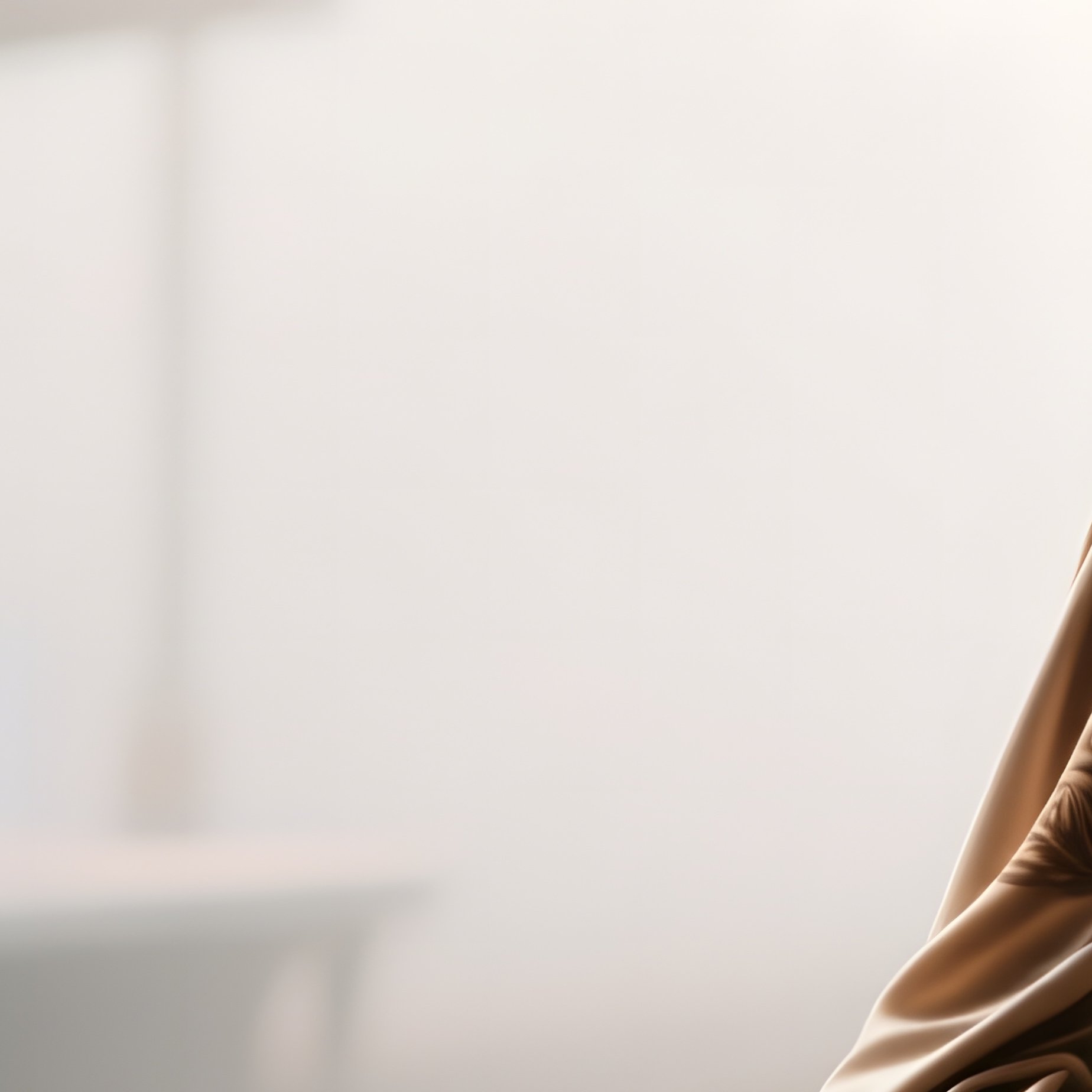 An Early Morning Train Station Platform, A Solitary Leather Suitcase With A Silk Travel Scarf - Full Resolution Quality Preview