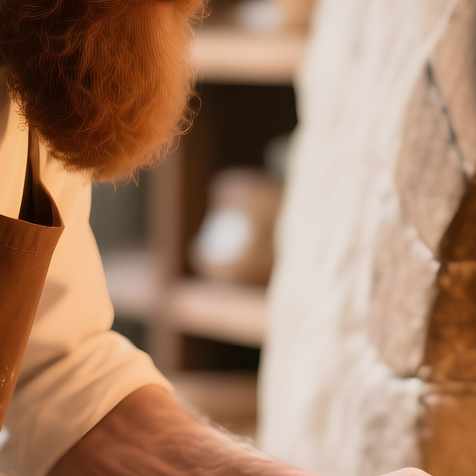 An Elderly Baker With Flour‑Speckled Brown Beard Pulls Fresh Baguettes From A Stone Oven, Warm - Full Resolution Quality Preview