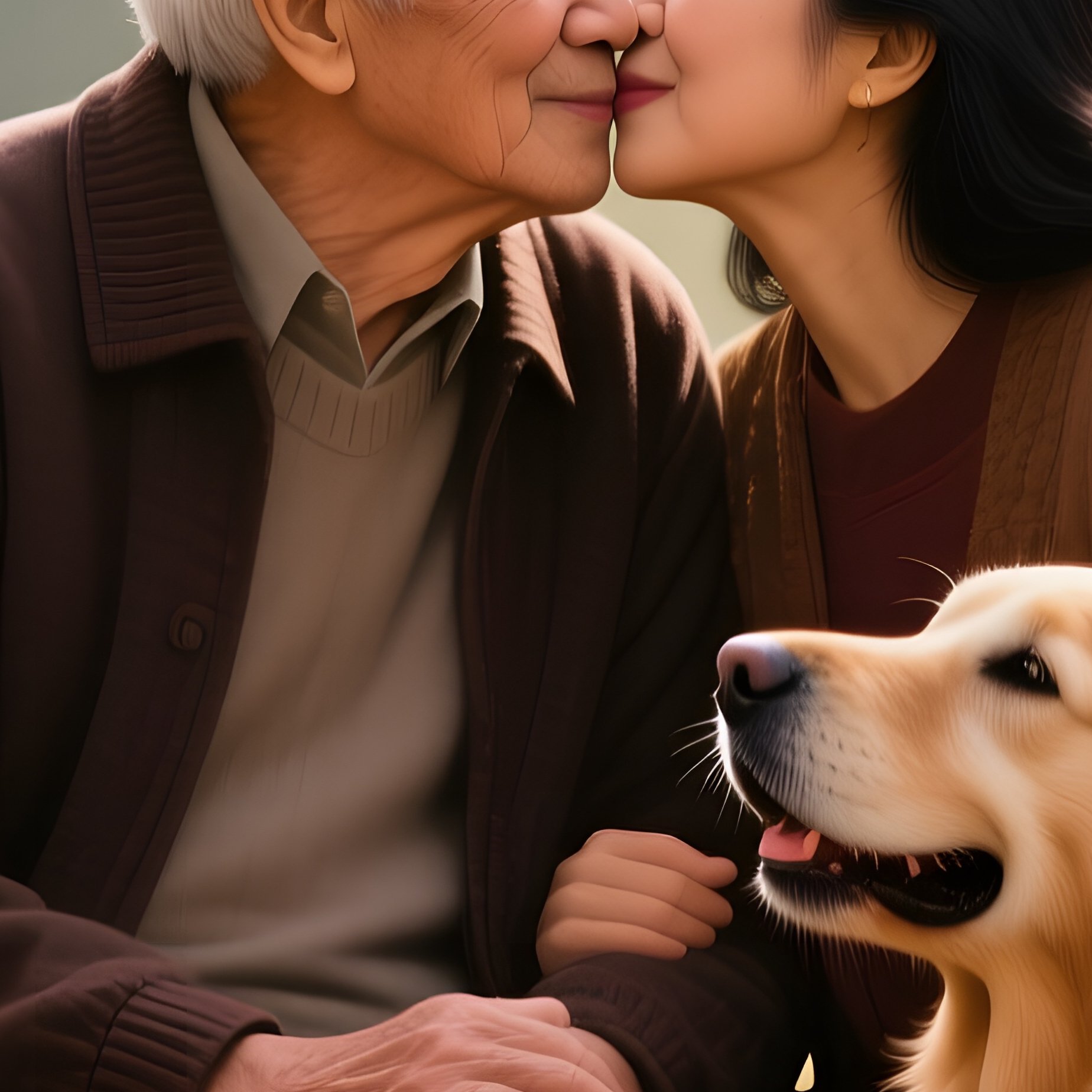 An Elderly Couple Of Mixed Heritage (Caucasian And Asian) Sitting On A Park Bench In Autumn, - Full Resolution Quality Preview