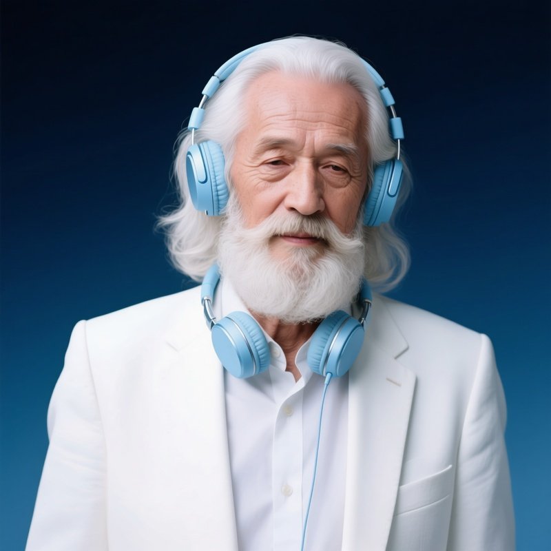 An Elderly Man Wearing Headphones Elderly Music