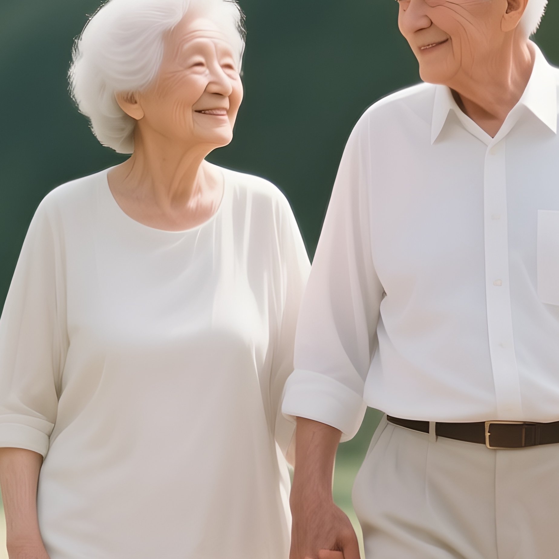 An Elderly White Couple Enjoying A Peaceful Walk In The Park. - Full Resolution Quality Preview