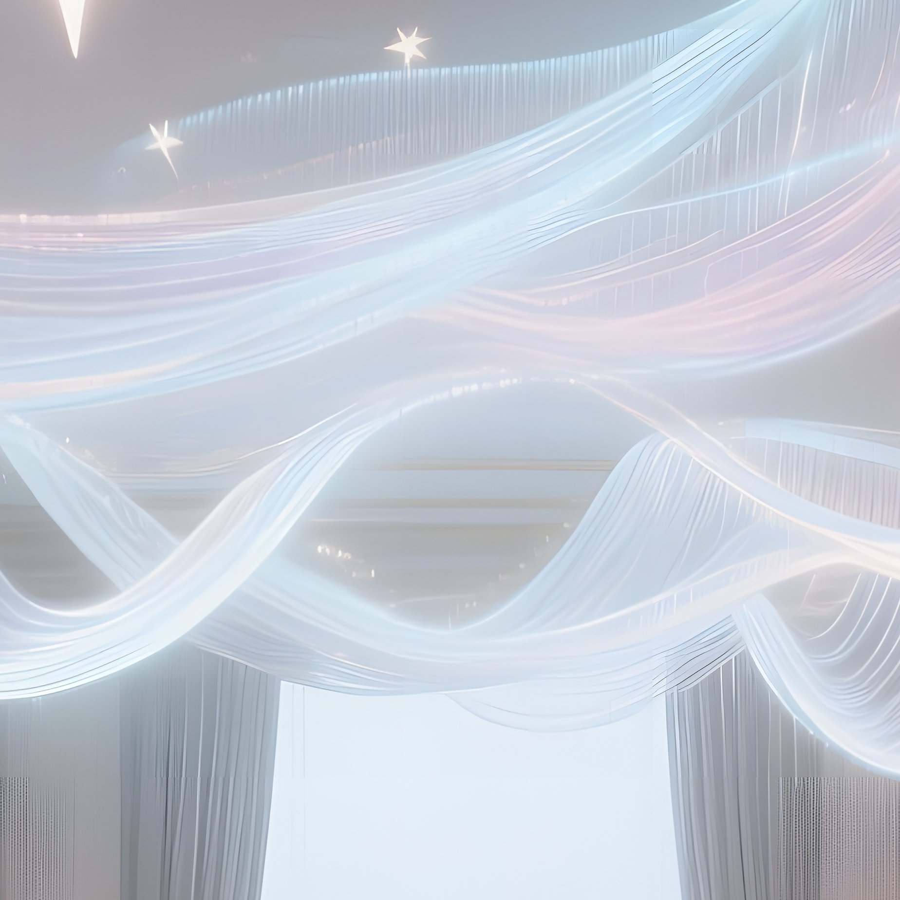 An Elegant Ballroom Transformed Into An Immersive Art Experience, With Ceiling Draped In Flowing - Full Resolution Quality Preview