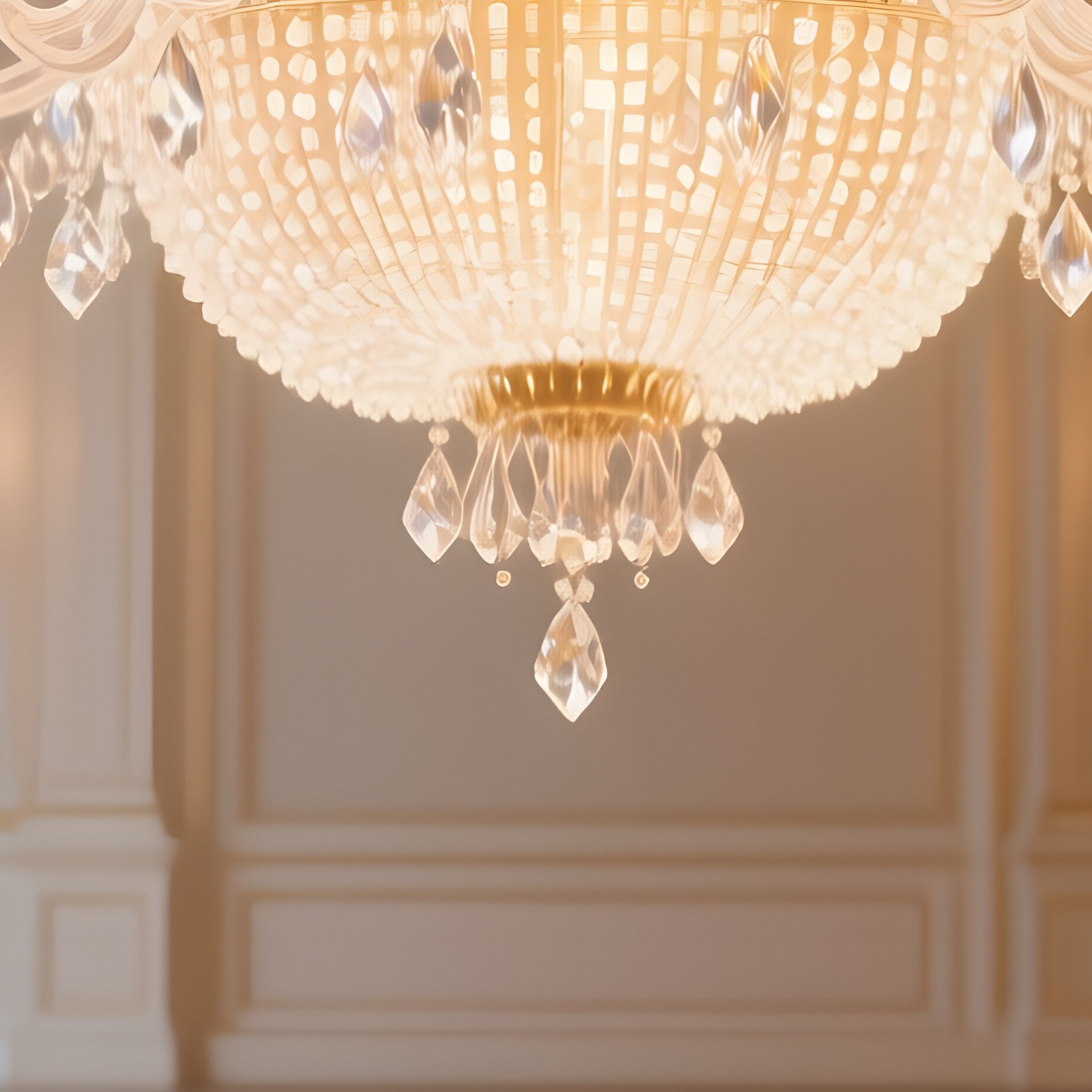 An Elegant Ballroom With Mirrored Floors Reflecting A Massive Suspended Sugar Chandelier Made Of - Full Resolution Quality Preview