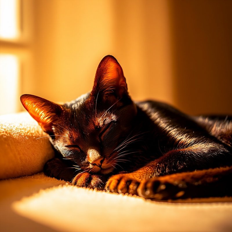 An Elegant Sleeping Cat In A Sunbeam
