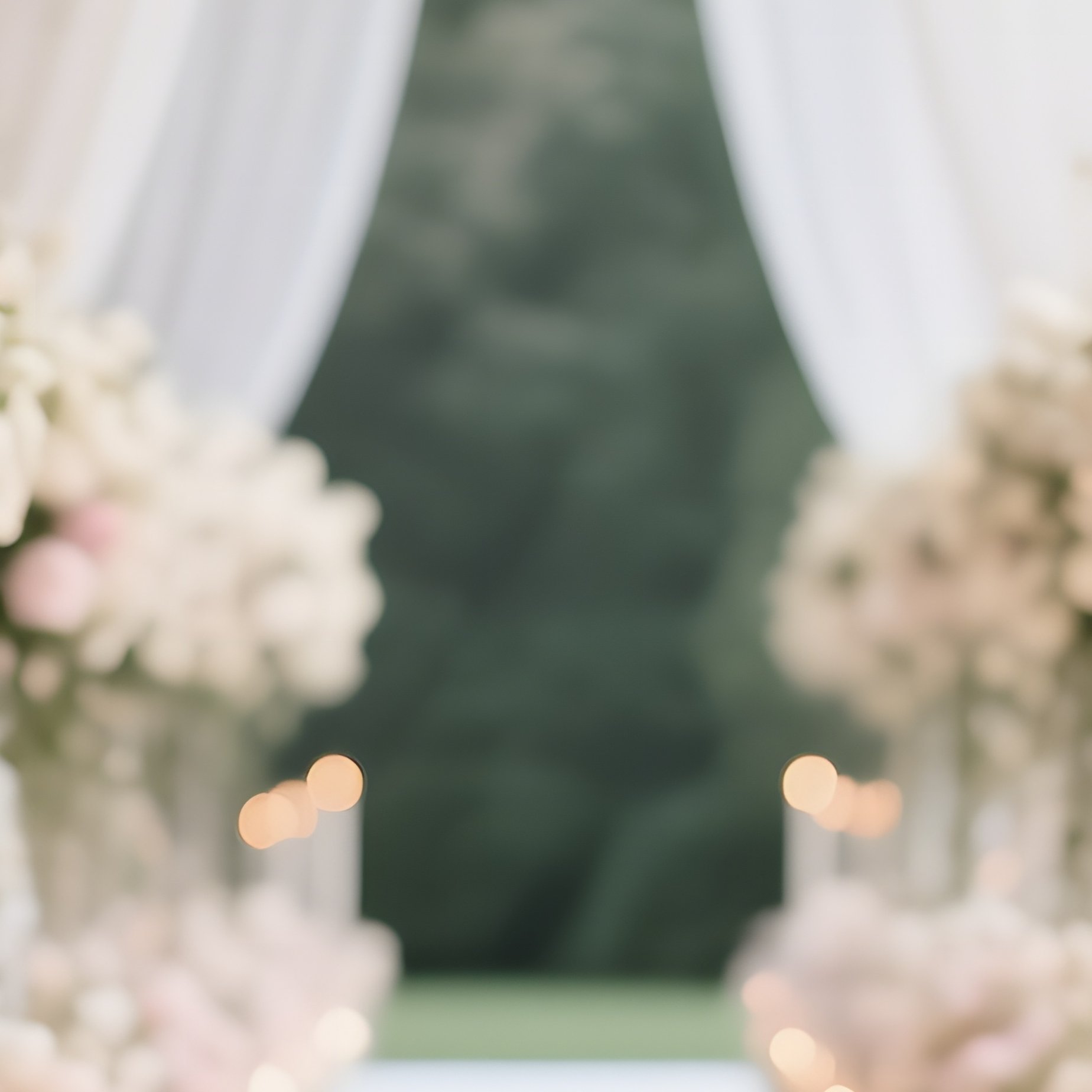 An Elegant Wedding Reception Aisle Lined With Towering Bouquets Of Ivory Roses, Blush Peonies, And - Full Resolution Quality Preview