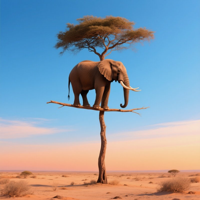 An Elephant Sitting On A Tree Branch Elephant Tree