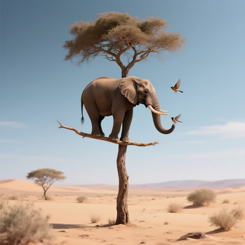 An Elephant Sitting On A Tree Branch Elephant Tree