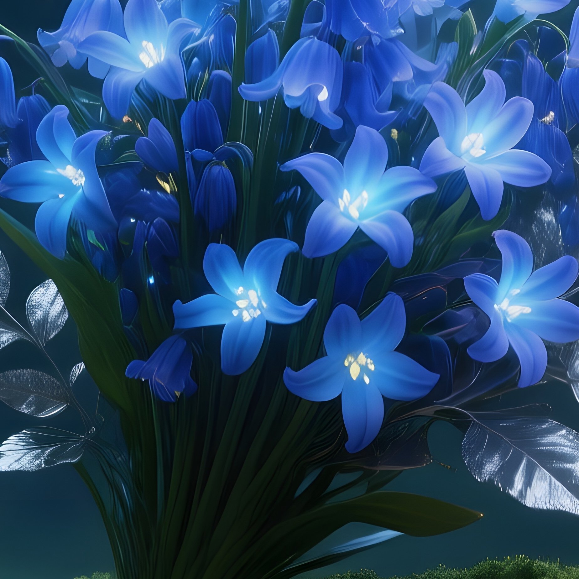An Enchanted Forest Glade At Night Illuminated By Fireflies, Where A Moss‑Covered Stone Holds A - Full Resolution Quality Preview