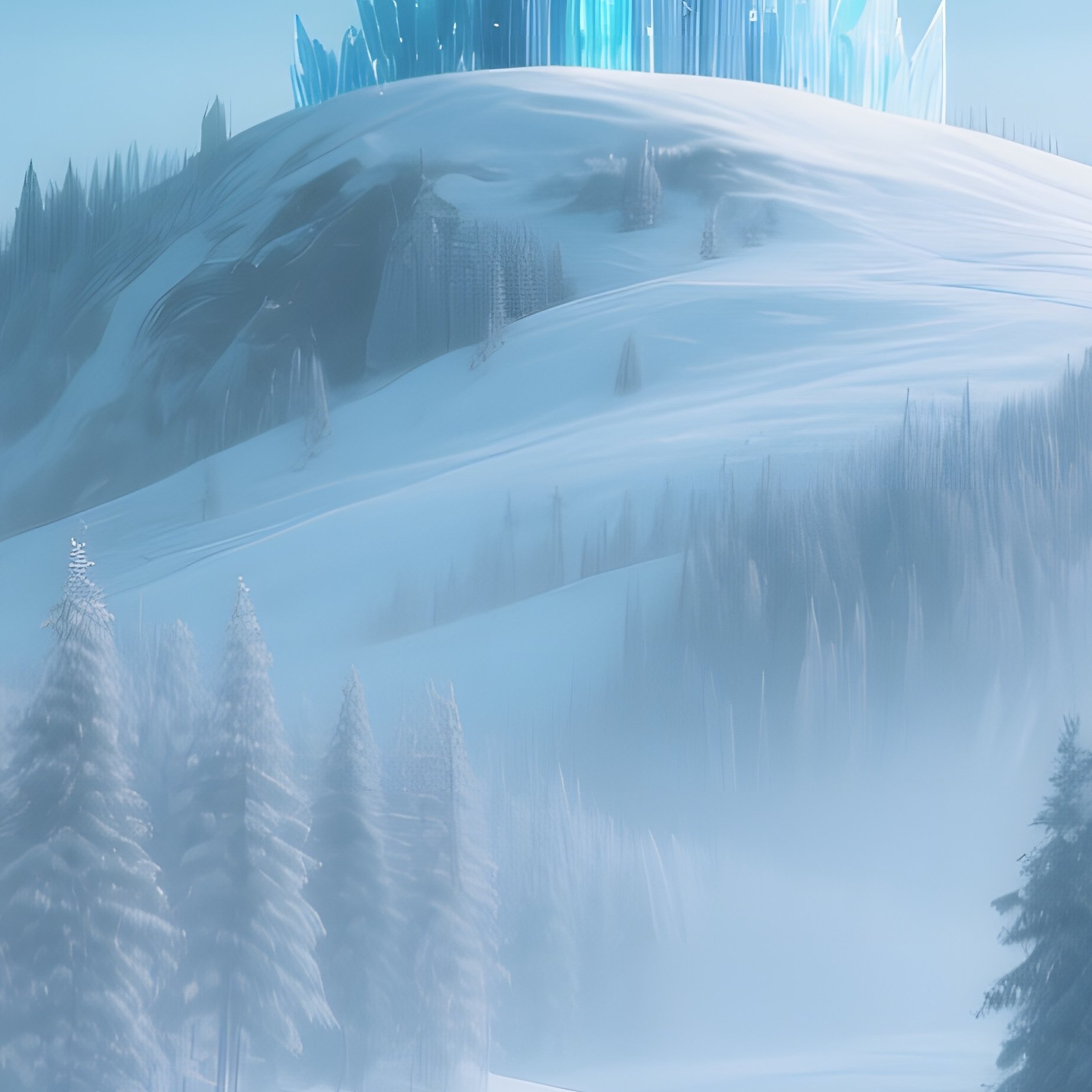 An Enchanted Winter Scene Where Snow‑Covered Pine Trees Glitter With Frozen Dew, A Silver River - Full Resolution Quality Preview