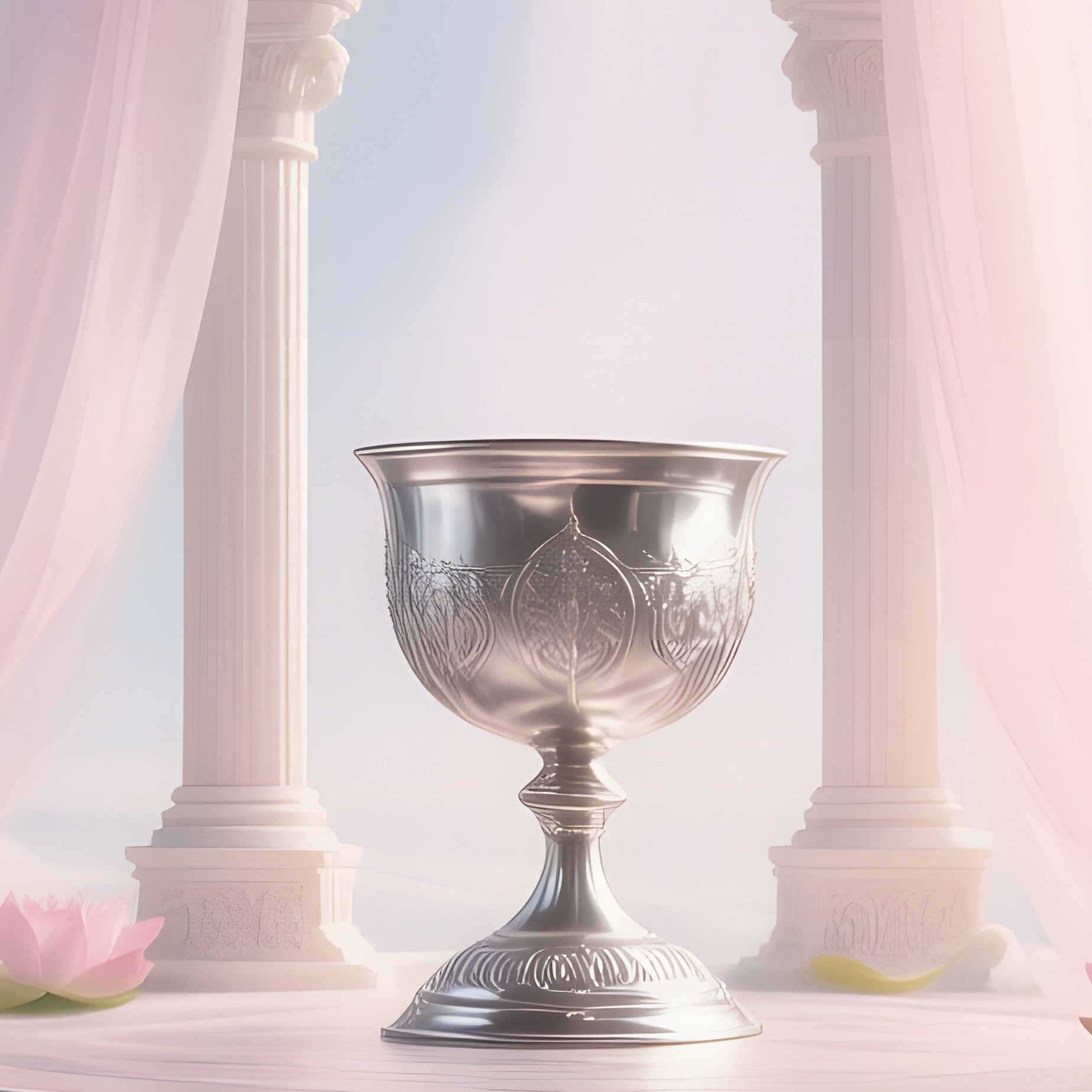 An Ethereal Cloud Palace Altar Suspended Above Clouds, Soft Pastel Light Filtering Through Veils, - Full Resolution Quality Preview