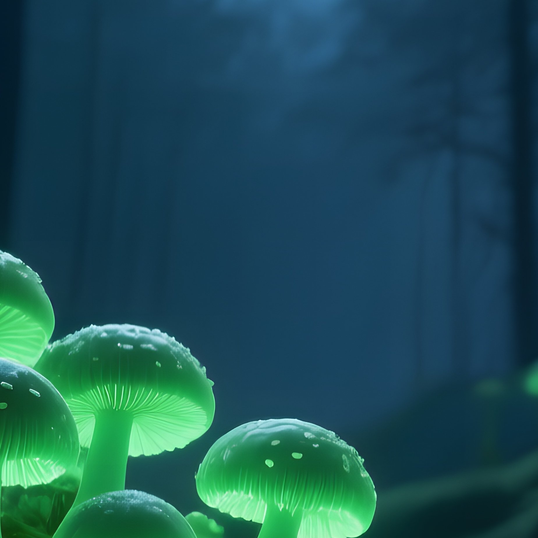 An Ethereal Night Scene In A German Forest Where Moonlight Illuminates Clusters Of Luminous Green - Full Resolution Quality Preview