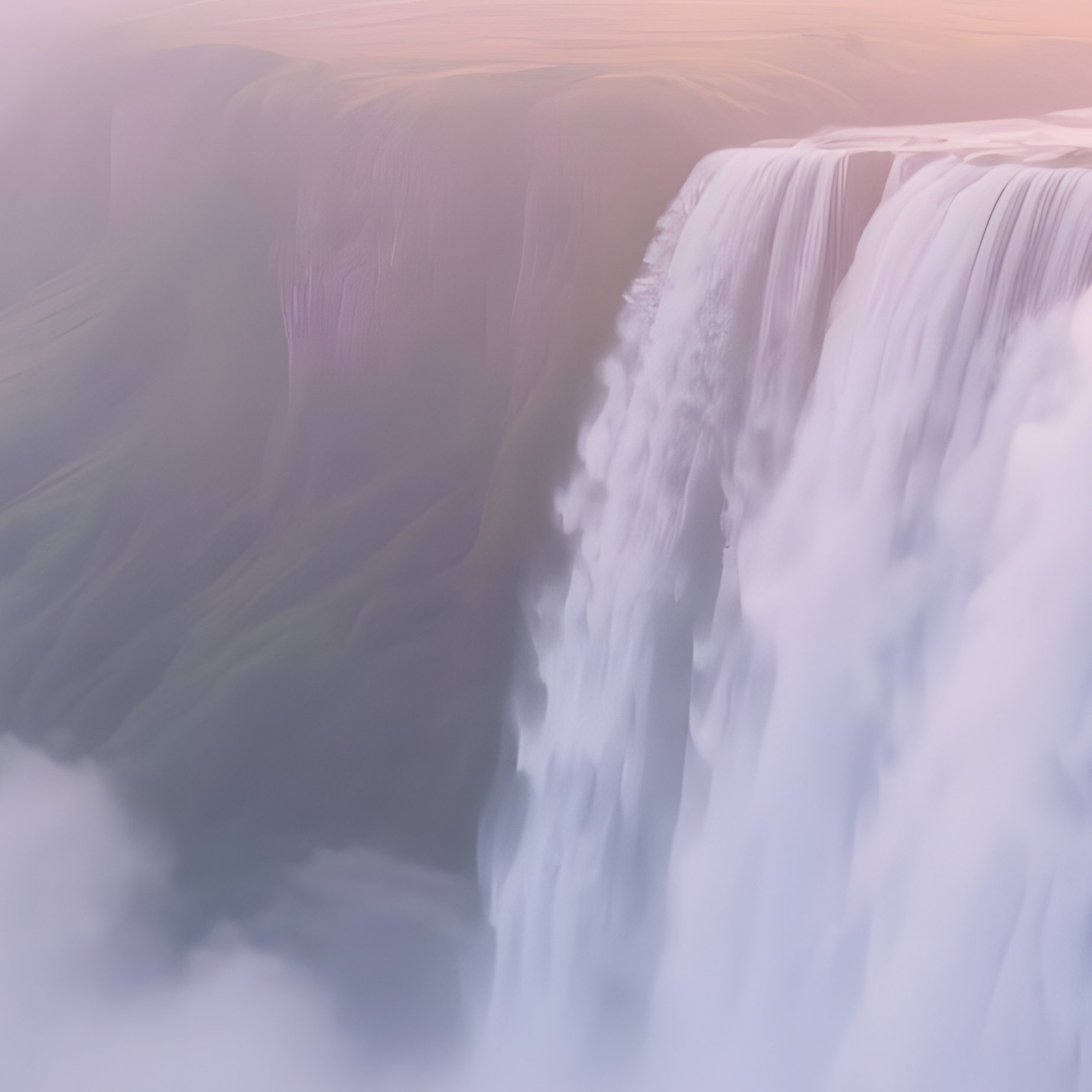 An Ethereal Sunrise Where A Veil Of Mist Rises From A Waterfall Into A Valley Filled With Lavender - Full Resolution Quality Preview