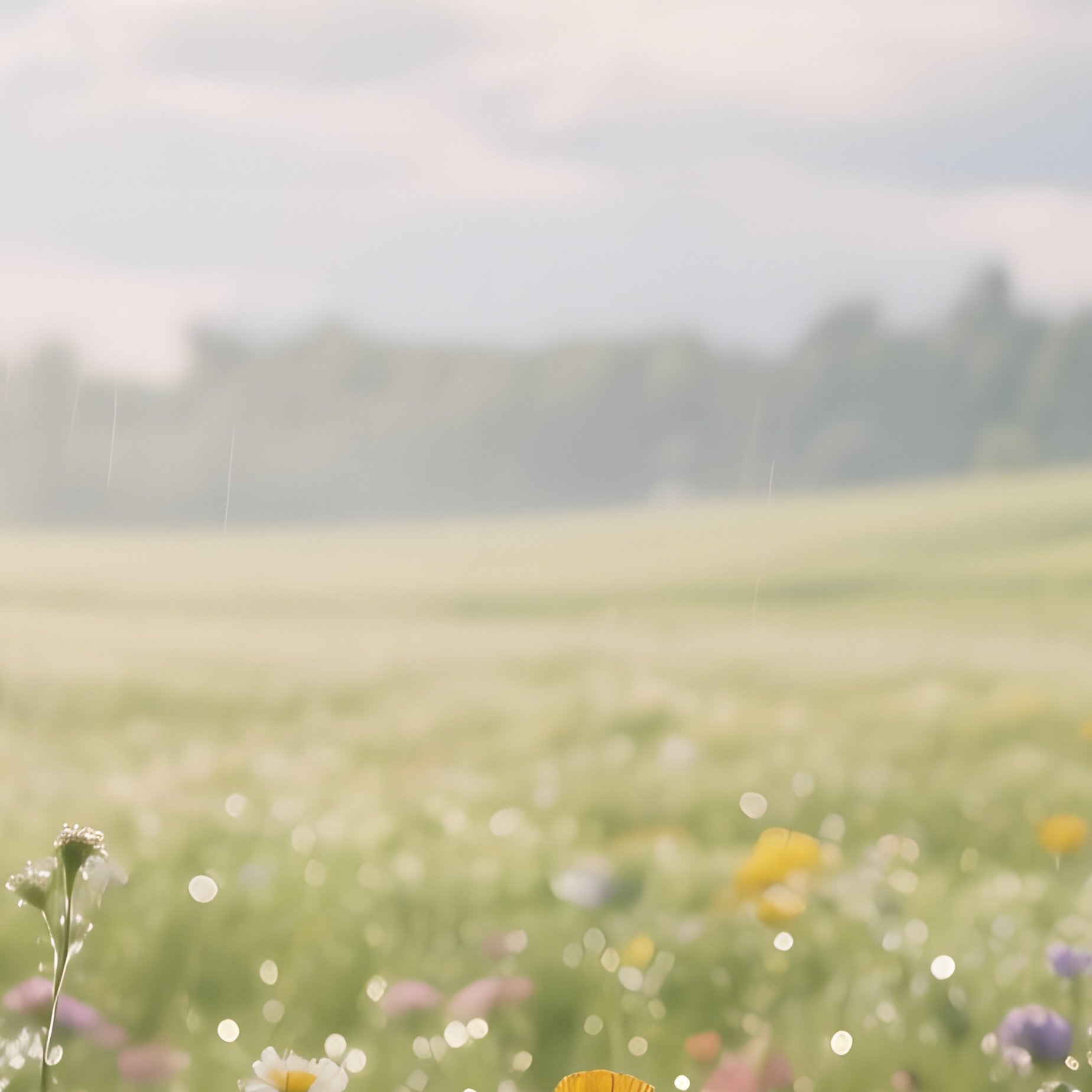 An Expansive Meadow In Early Spring After Rain, Dew‑Covered Wildflowers Of Every Hue Sparkling, - Full Resolution Quality Preview