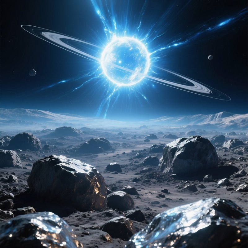 An Expansive View Of An Asteroid Field Orbiting A Luminous Blue White Neutron Star, The Intense