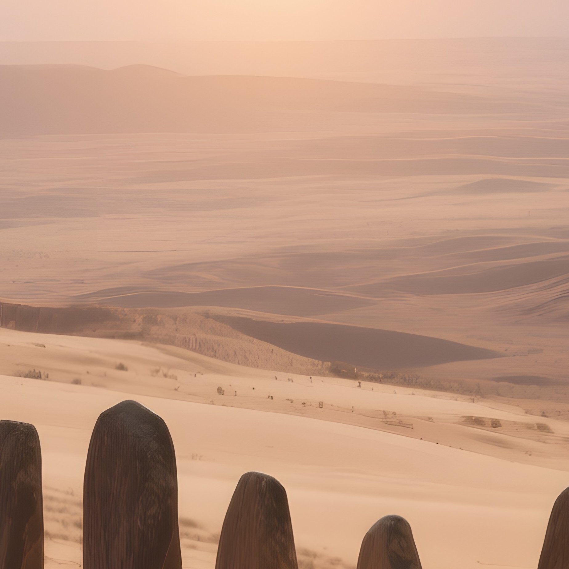 An Expansive View Of The Desert Plateau With A Line Of Standing Stones Marking An Ancient Burial - Full Resolution Quality Preview
