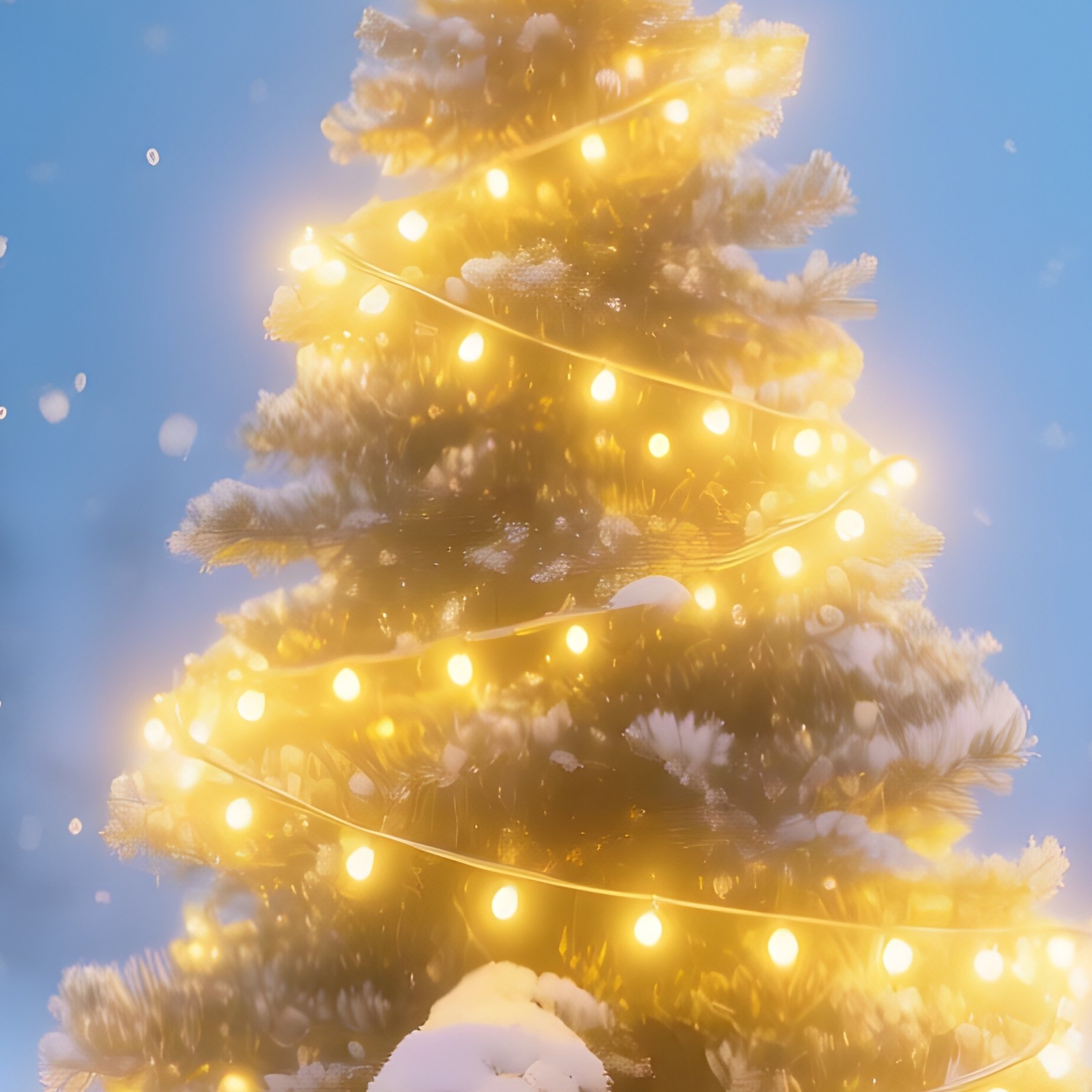 An Illuminated Christmas Tree In A Snowy Landscape Christmas - Full Resolution Quality Preview