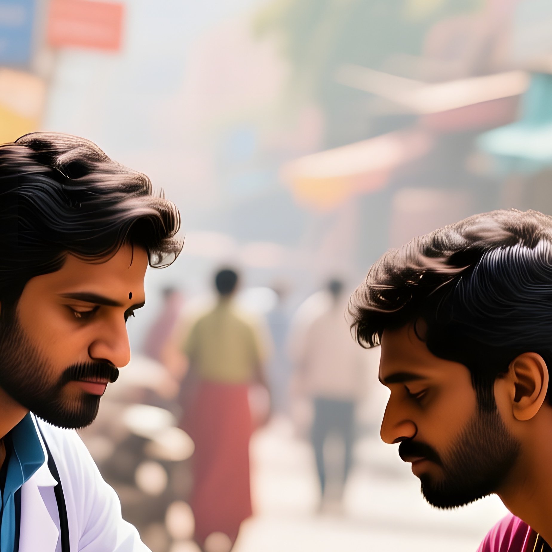 An Indian Doctor In A Bustling Street Clinic In Jaipur At Midday, Treating A Patient'S Wound Under - Full Resolution Quality Preview