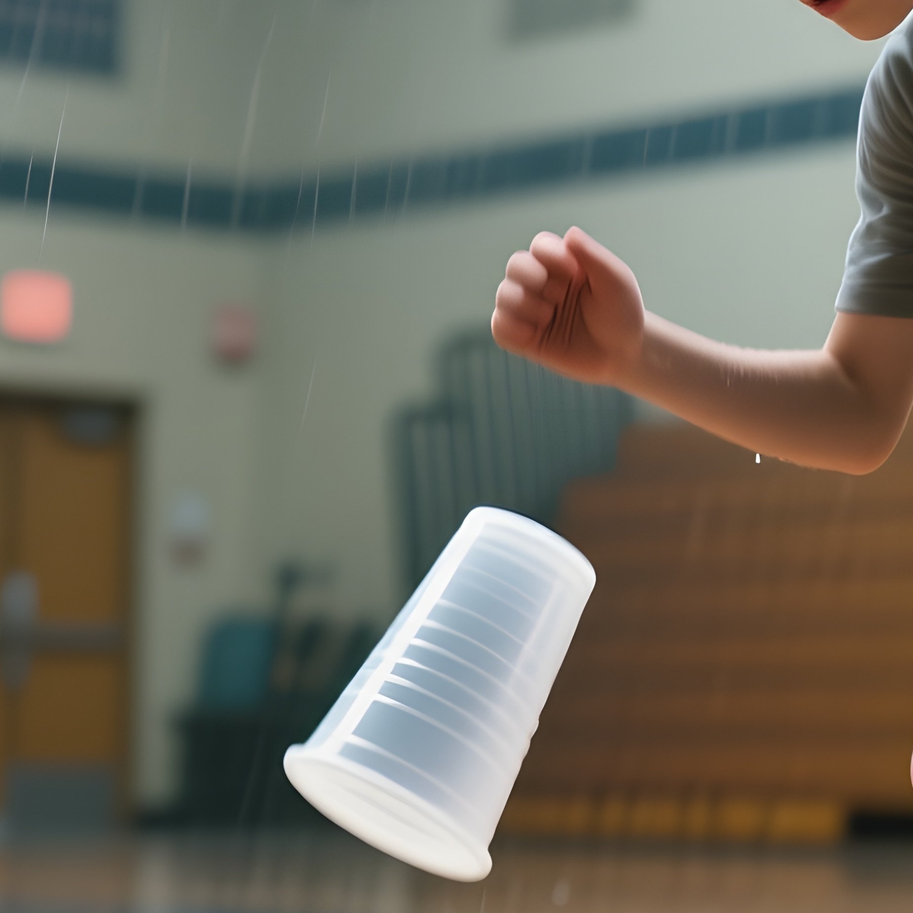An Indoor Community Center Gymnasium On A Rainy Afternoon, Fluorescent Lights Brightening A Row Of - Full Resolution Quality Preview