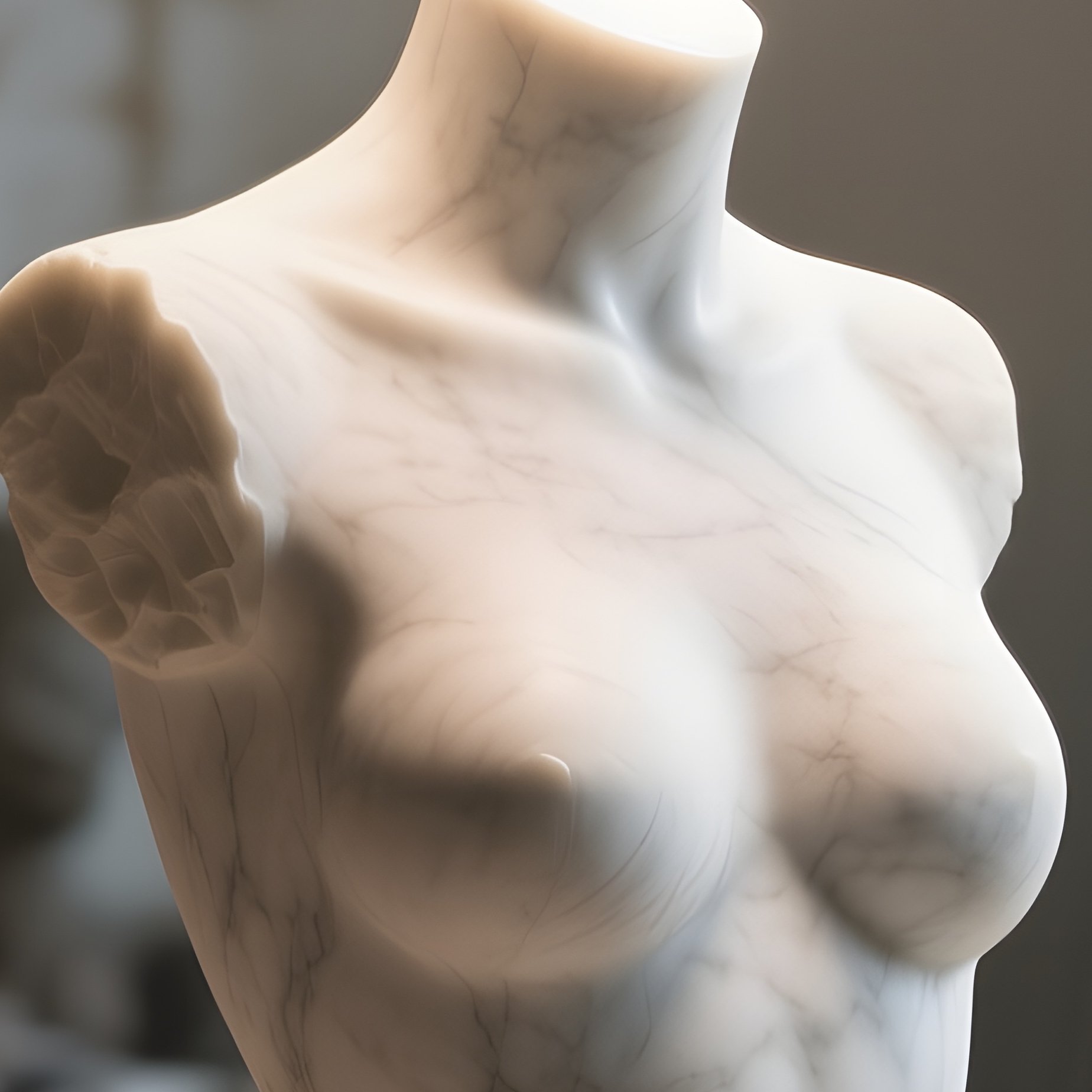 An Indoor Workshop Filled With Sculpting Tools, A Half‑Finished Marble Torso Illuminated By A - Full Resolution Quality Preview