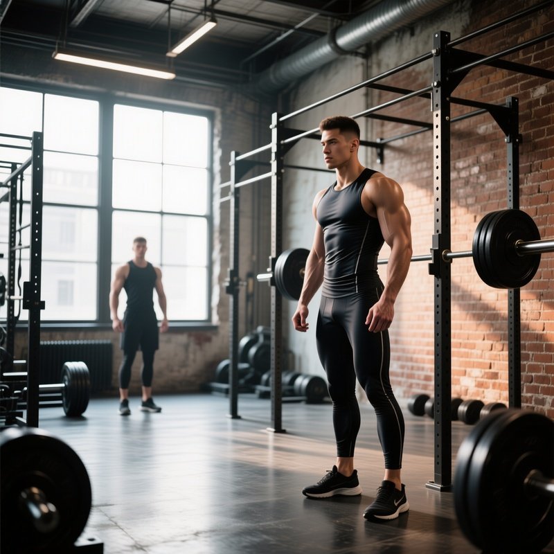An Industrial Chic Gym With Exposed Brick Walls, Steel Weight Racks, Large Windows Flooding The