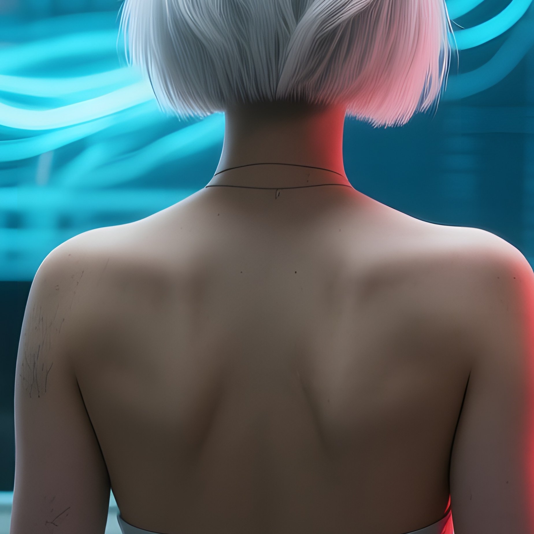 An Industrial Control Room With Massive Screens, A Focused Engineer With Short Platinum Hair Stands - Full Resolution Quality Preview