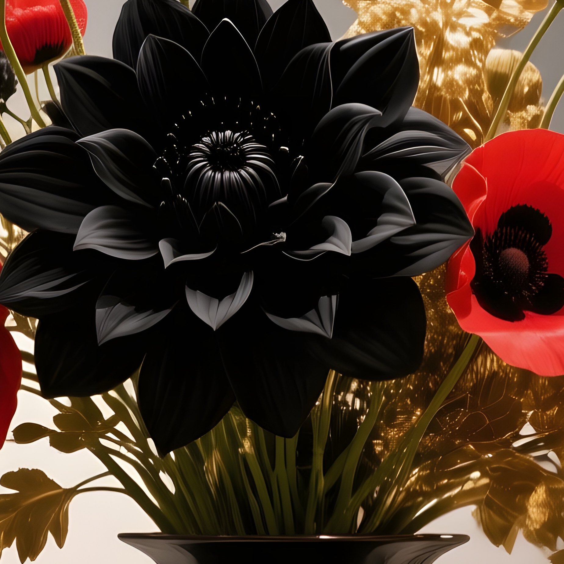 An Industrial Loft Art Gallery Opening Night, Where A Large Sculptural Vase Holds A Dramatic - Full Resolution Quality Preview