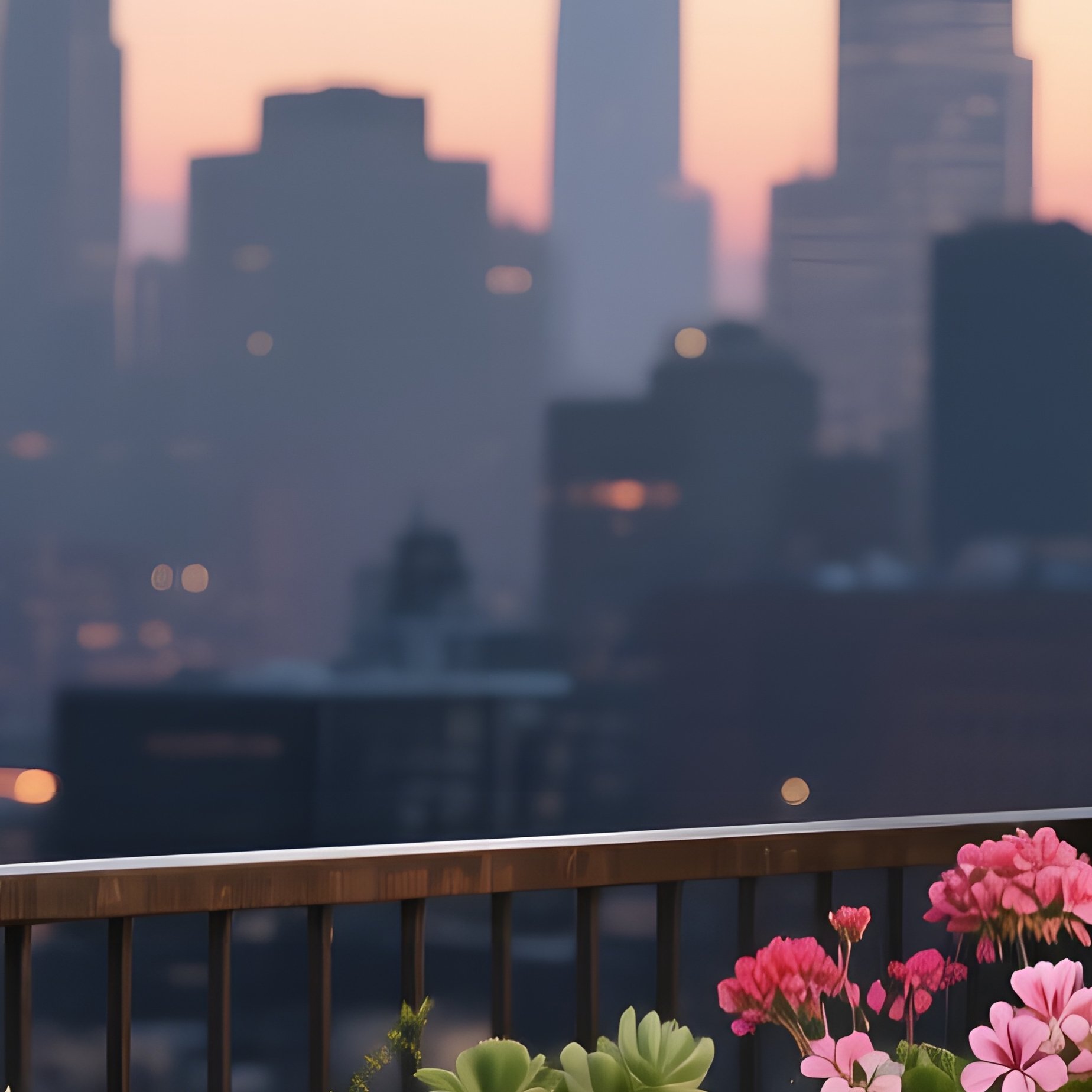 An Industrial Loft Balcony Garden With Reclaimed Wooden Crates Holding Succulents And Blooming - Full Resolution Quality Preview