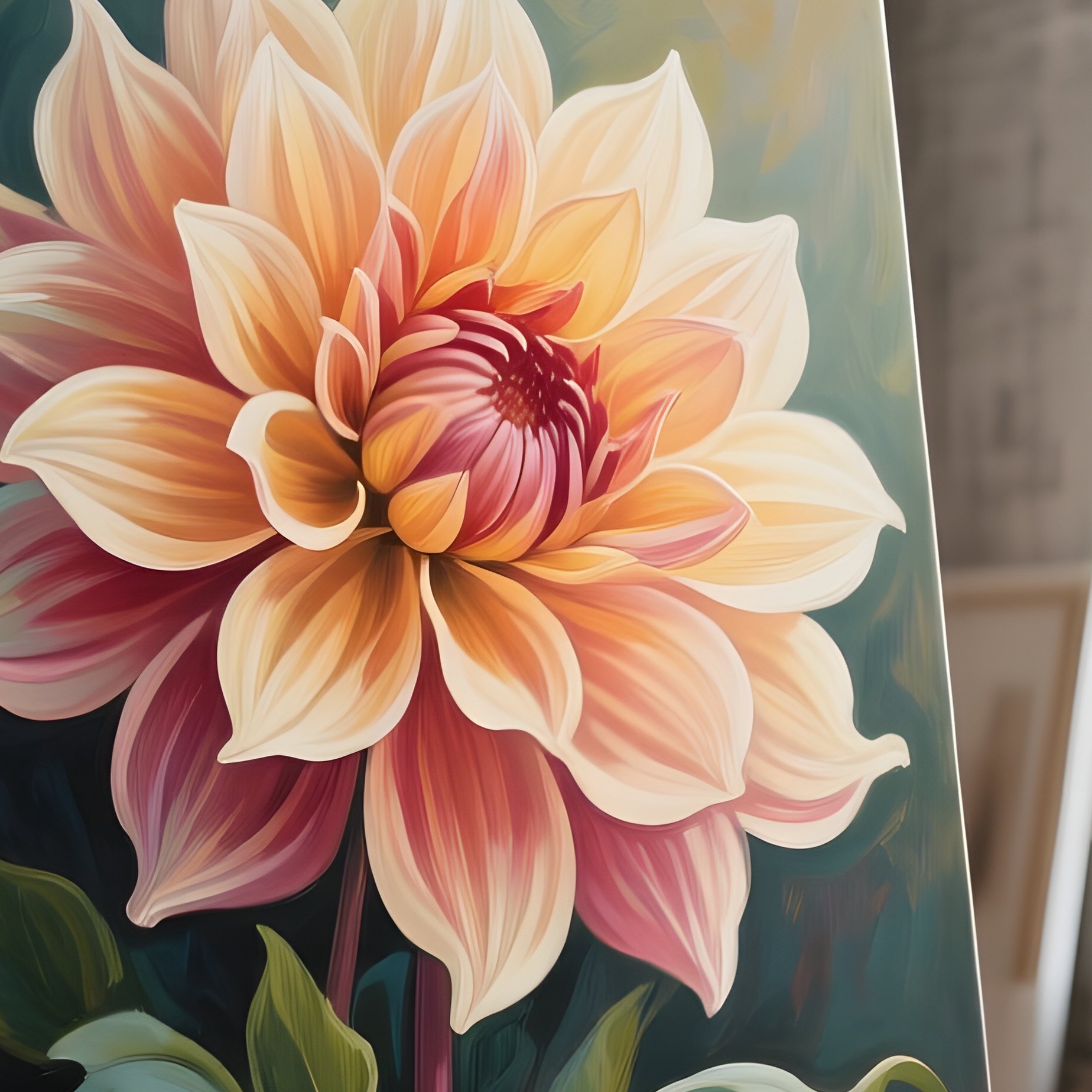 An Industrial Loft Converted Into An Art Studio, Large Canvas Displaying A Hyper‑Realistic Painting - Full Resolution Quality Preview