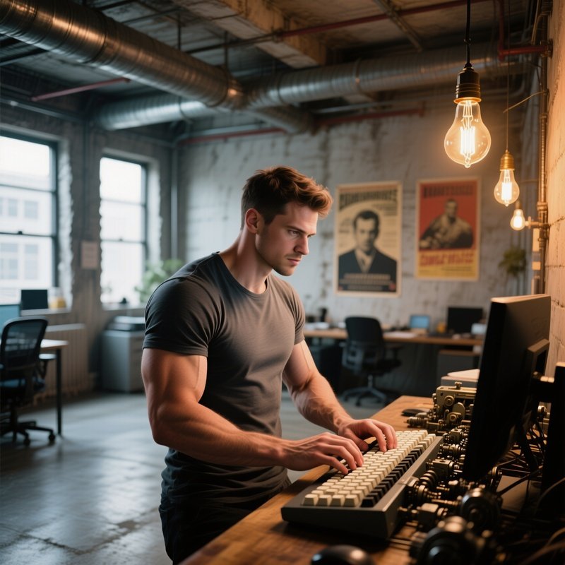 An Industrial Loft Converted Into An Office, Exposed Pipes And Concrete Floors, A Muscular