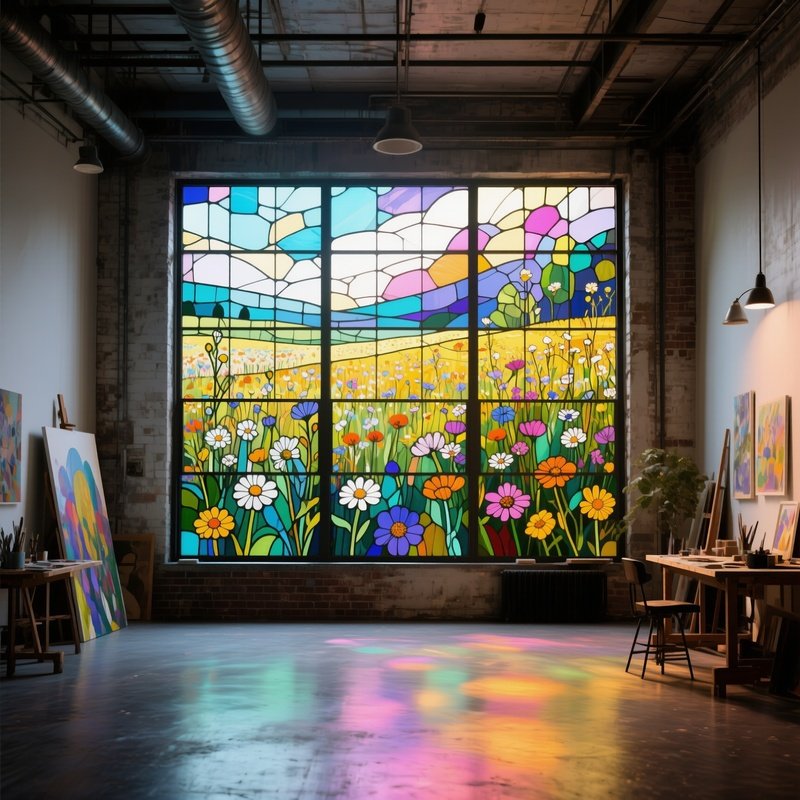 An Industrial Loft Converted To An Art Studio, Large Floor‑To‑Ceiling Windows Fitted With Custom