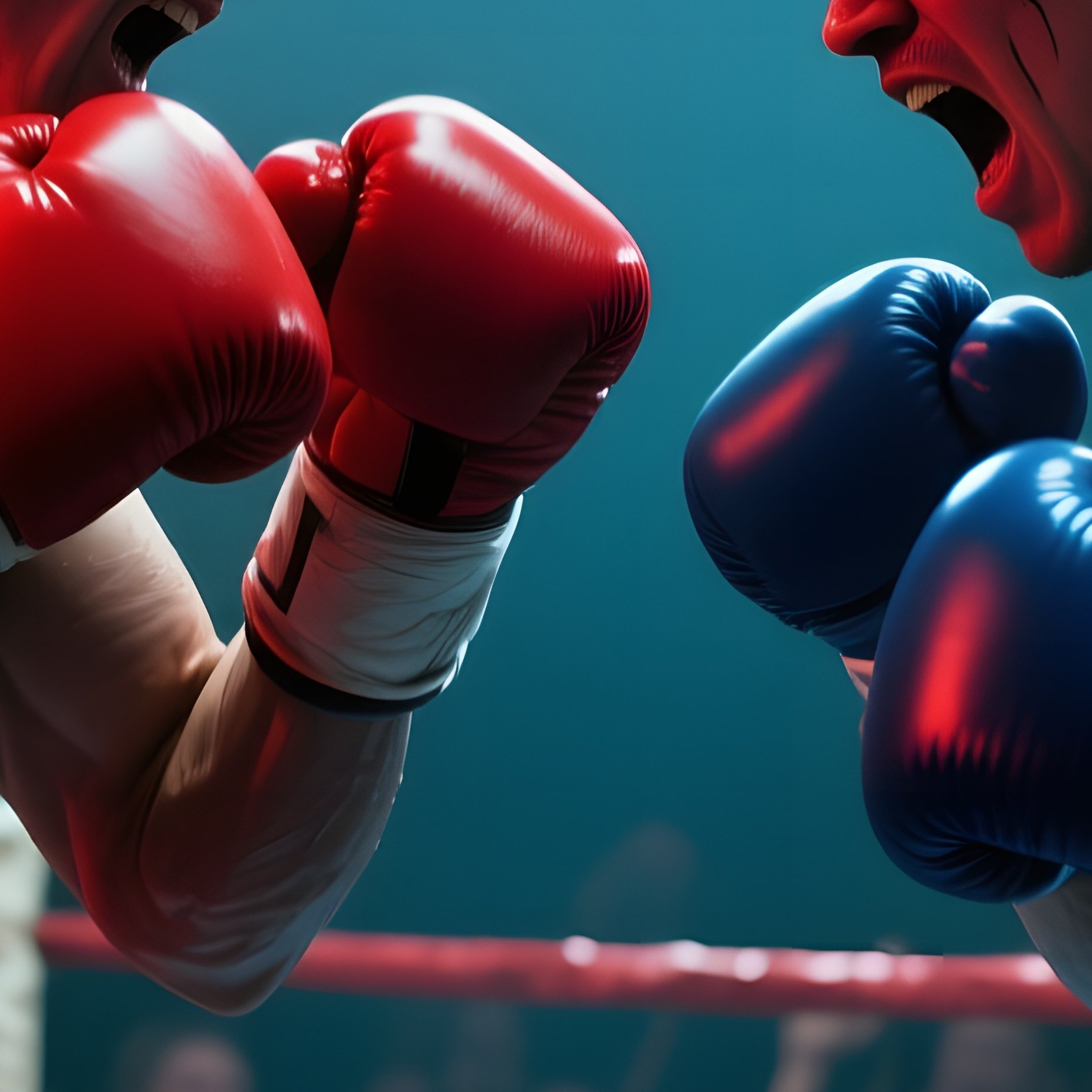 An Intense Boxing Match In An Old Gym, Sweat Glistening On Muscles Rendered In Vivid Reds And - Full Resolution Quality Preview