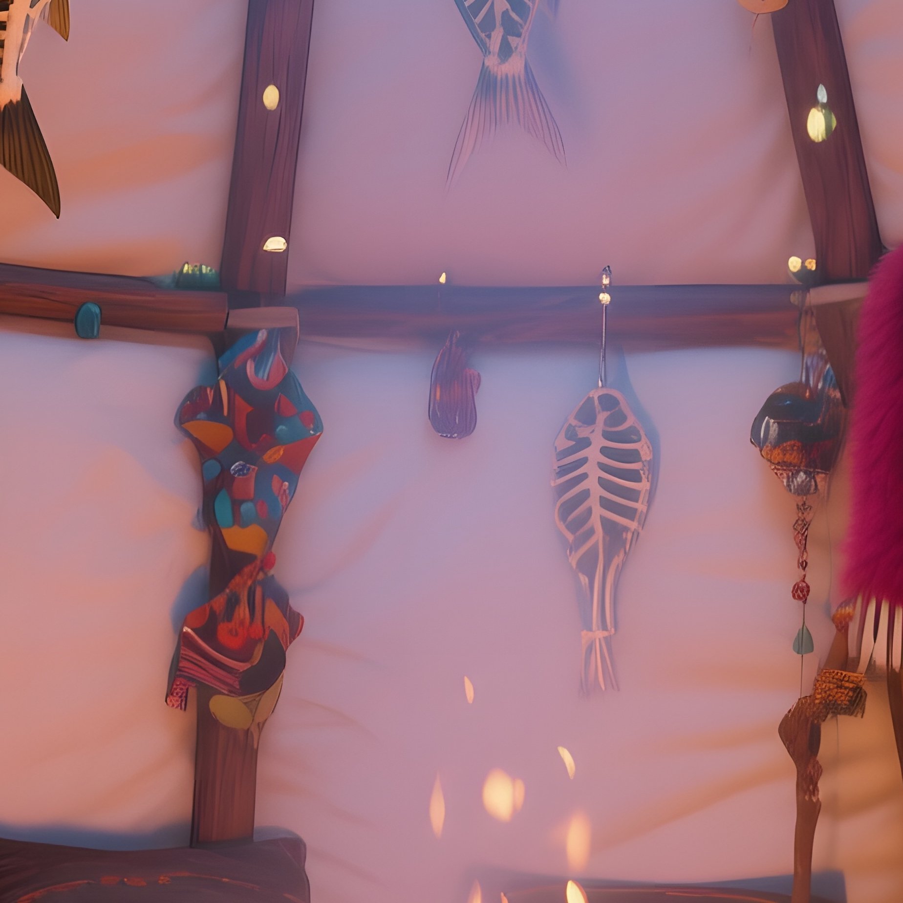 An Interior View Of An Igloo Decorated For A Celebration, Colorful Fur Blankets Draped On Walls, - Full Resolution Quality Preview