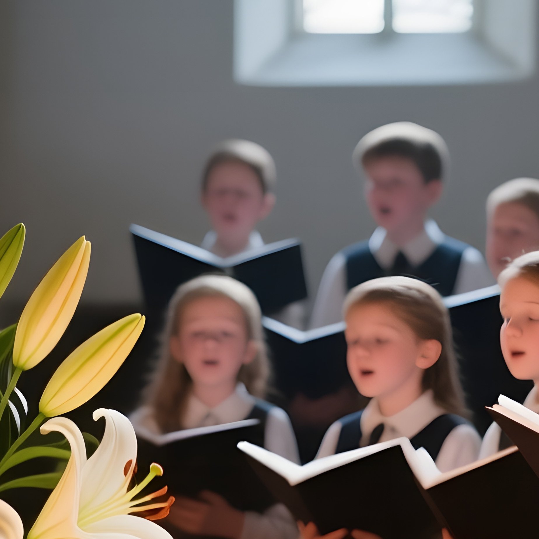 An Intimate Chapel Alcove Bathed In Candlelight, A Small Altar Adorned With Fresh Lilies, And A - Full Resolution Quality Preview
