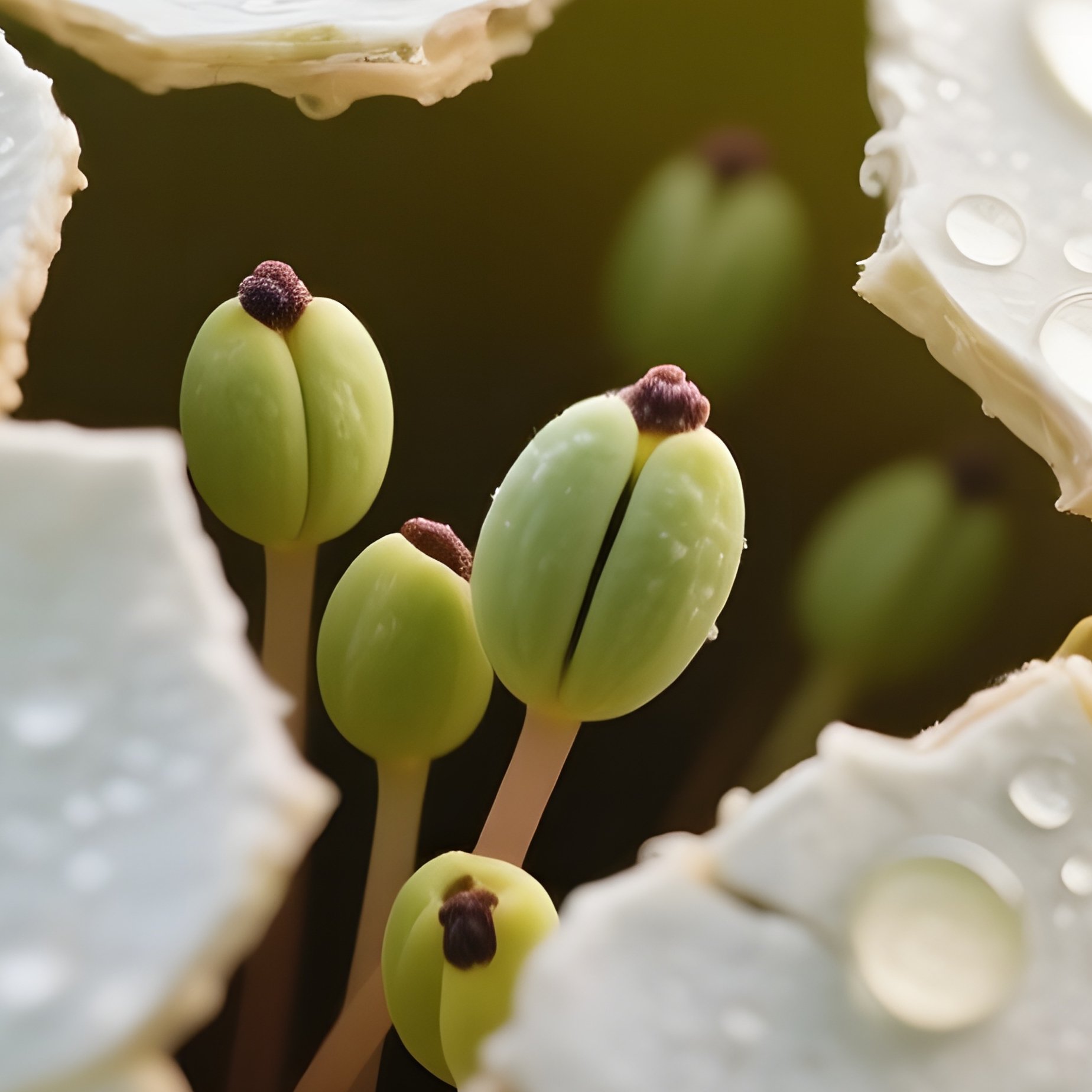An Intimate Close‑Up Of A Water Lily Seed Pod Cracking Open, Tiny Seedlings Emerging Amidst - Full Resolution Quality Preview