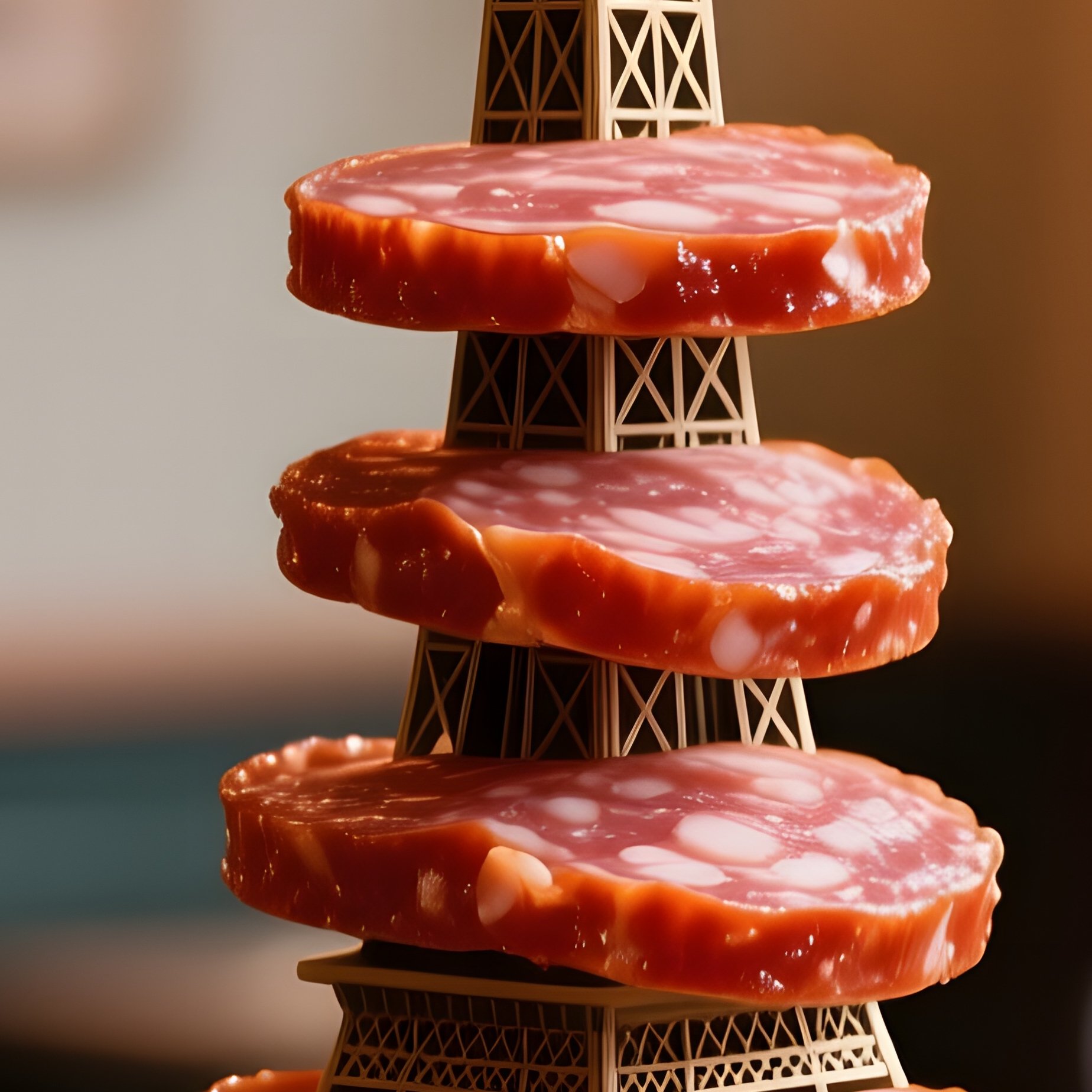 An Intimate Coffee Shop Corner With Soft Amber Lighting, Where A Miniature Eiffel Tower Replica Is - Full Resolution Quality Preview