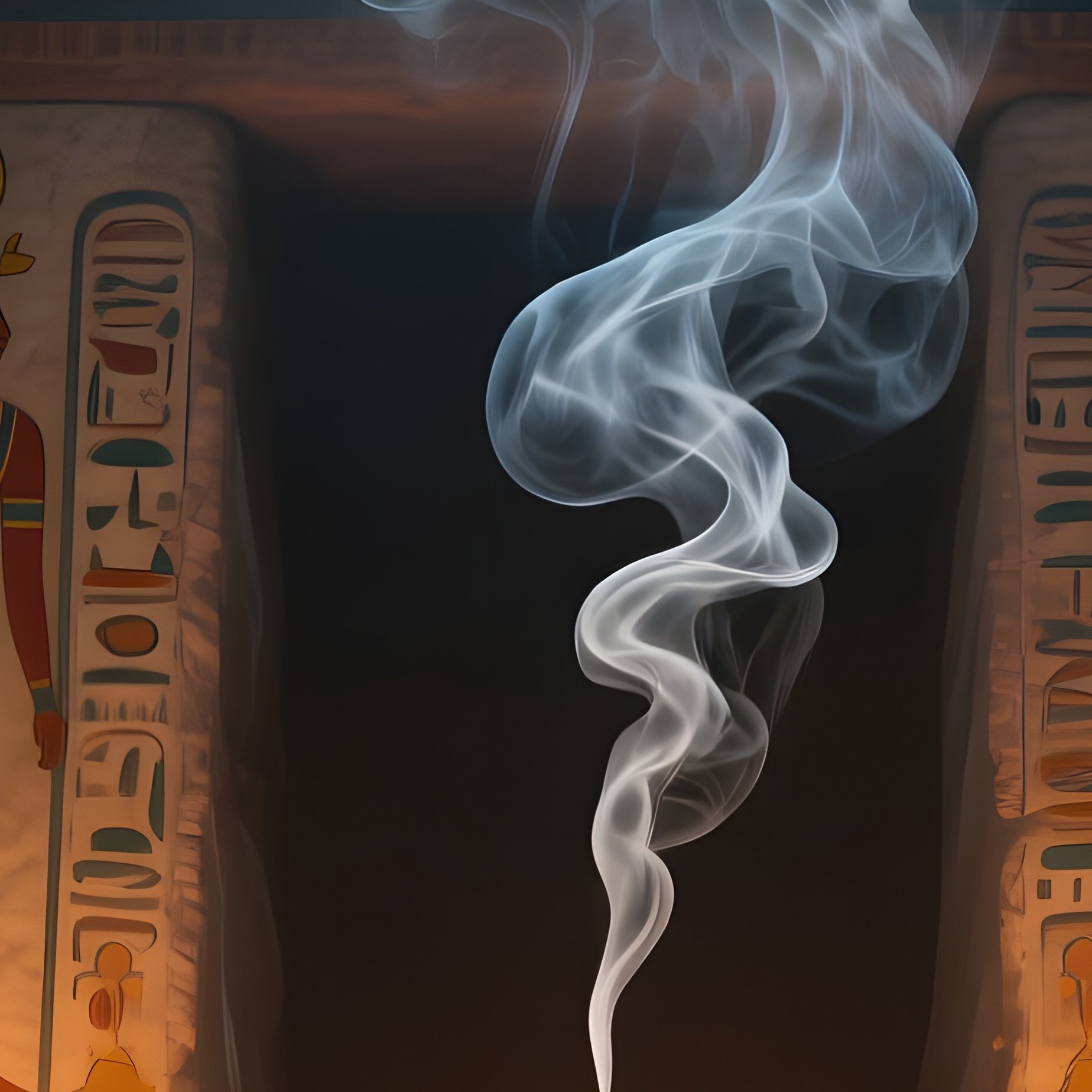 An Intimate Interior Of A Tomb Chamber Lit By Flickering Oil Lamps, Walls Adorned With Vivid - Full Resolution Quality Preview