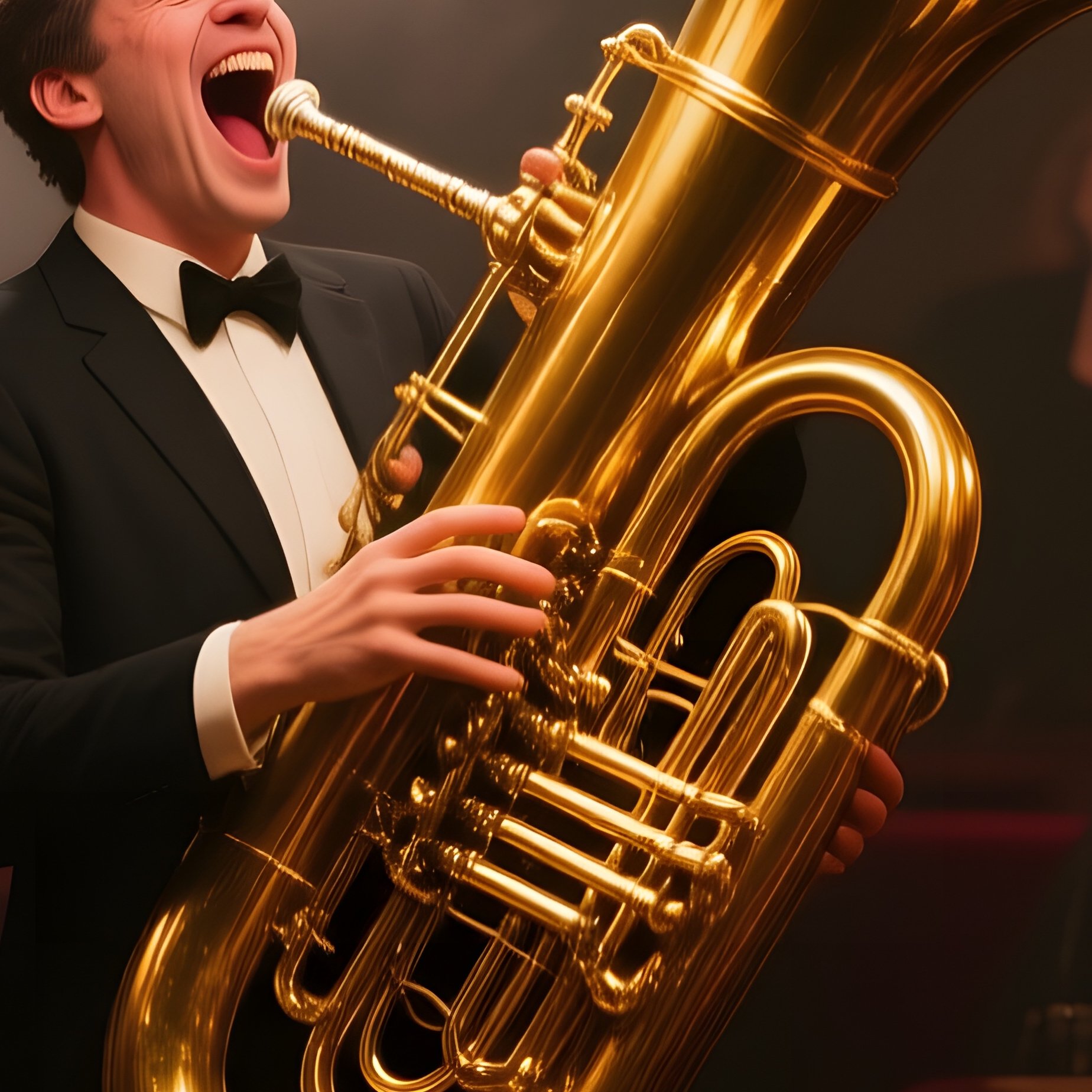 An Intimate Jazz Club Interior, Smoky Atmosphere With Deep Crimson Drapes, Brass Instruments - Full Resolution Quality Preview