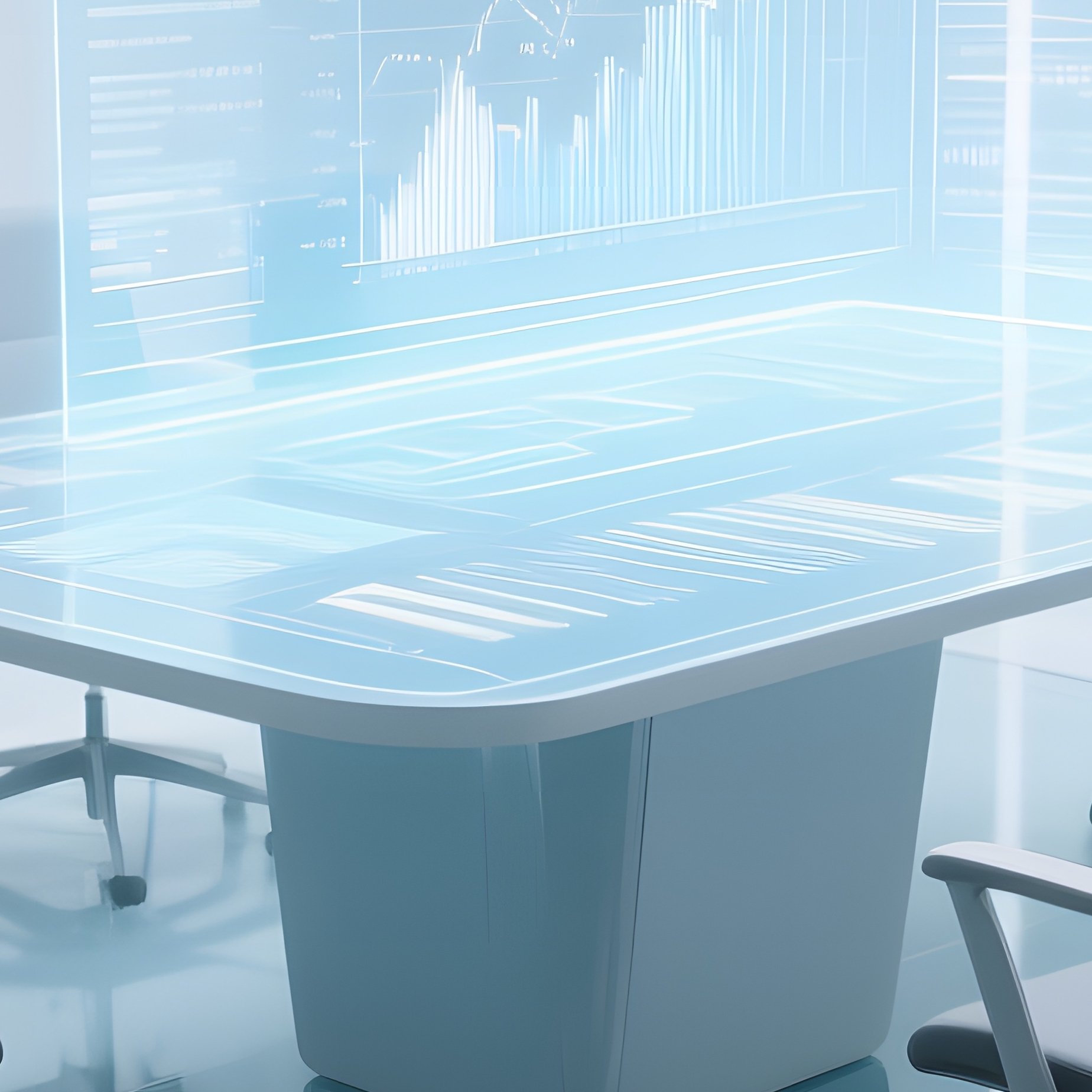 An Office Meeting Space With A Transparent Floor Revealing The Endless Void Below, Ergonomic Chairs - Full Resolution Quality Preview