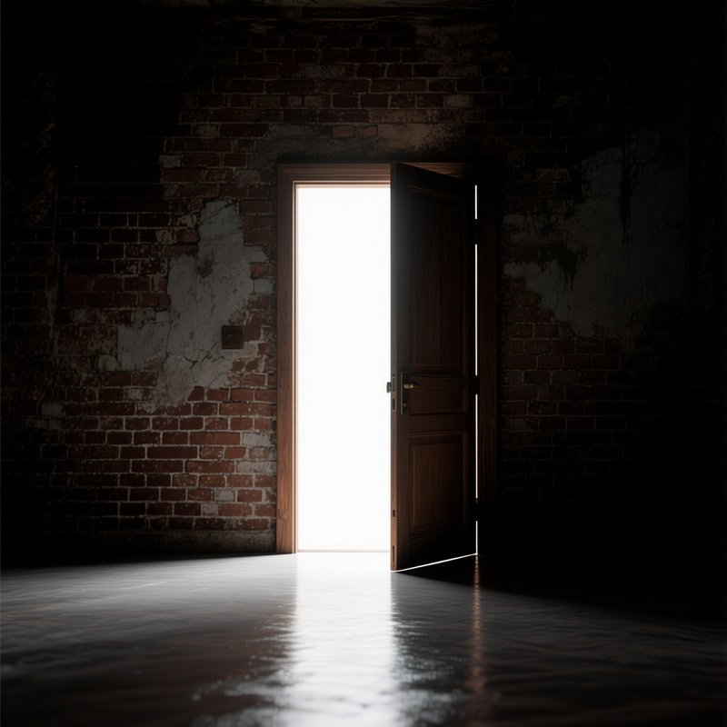 An Open Door In A Dimly Lit Room Door Light