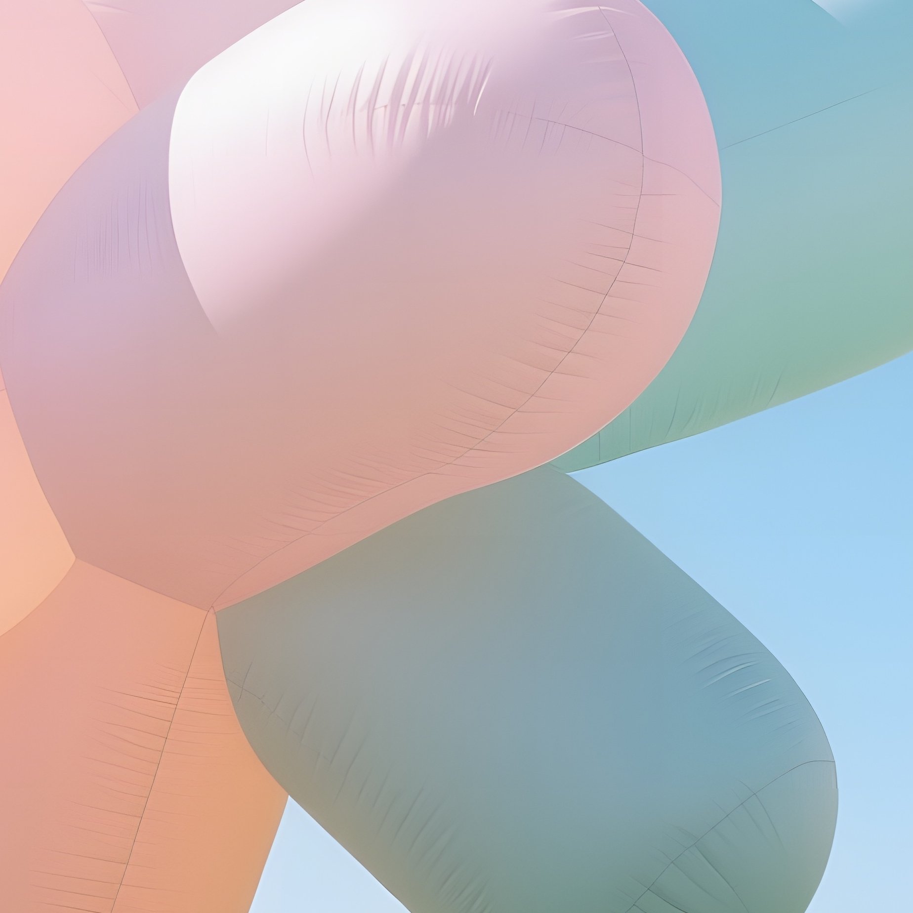 An Open Field Under A Clear Midday Sky Where Giant Inflatable Polymer Sculptures In Pastel Hues - Full Resolution Quality Preview